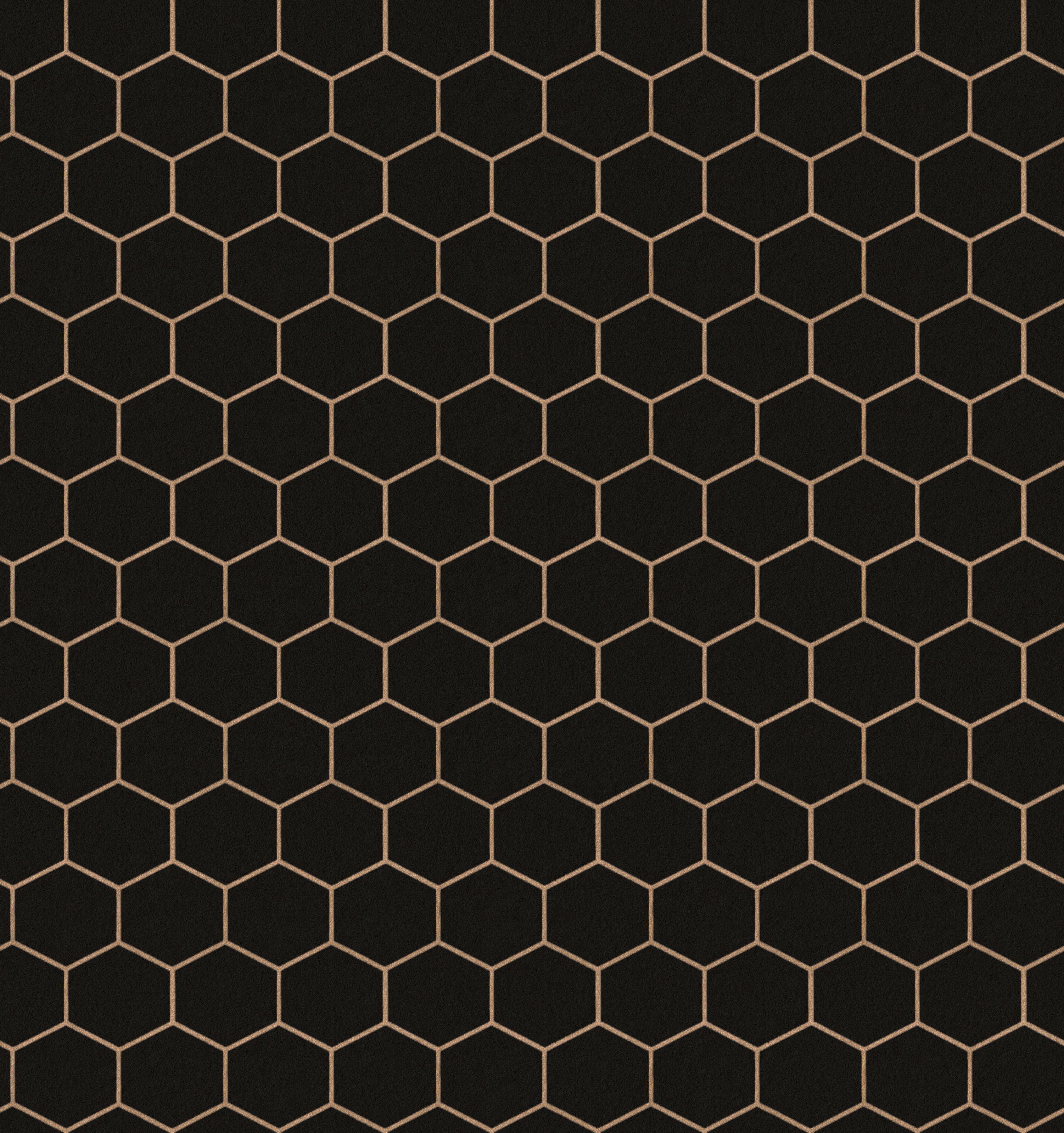 WOW Vliestapete Hexagon Geo, aufgeschäumt, geometrisch, (1 St), Schwarz - 10m x 52cm