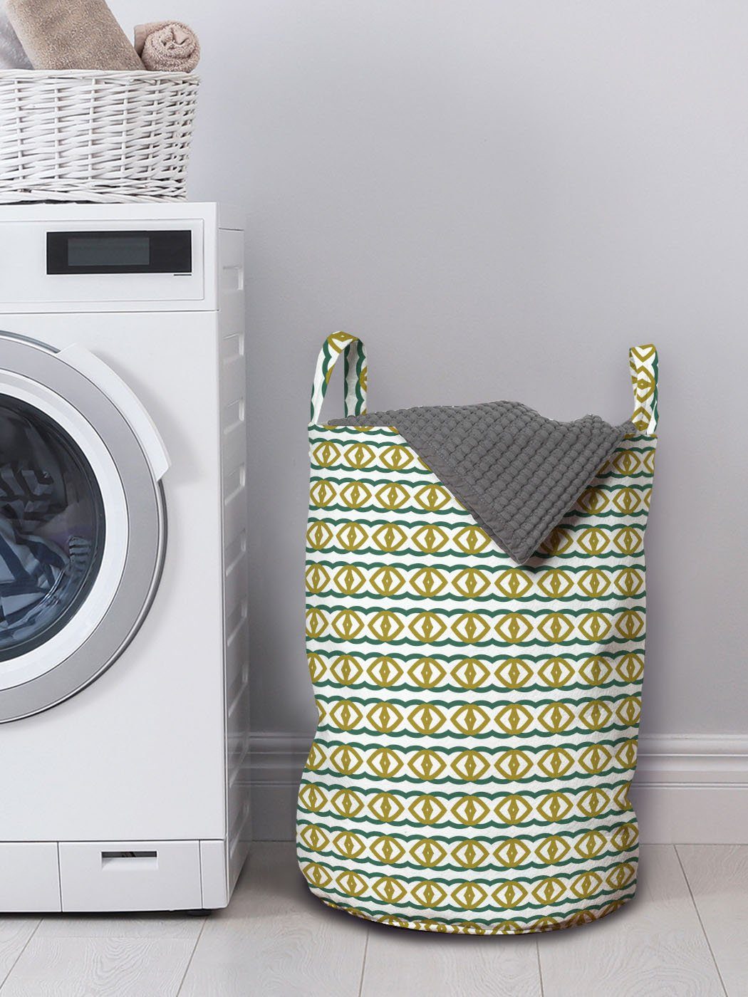 Griffen horizontalen Linien Form Waschsalons, mit Wäschekorb Kordelzugverschluss Wäschesäckchen von für Streifen Abakuhaus