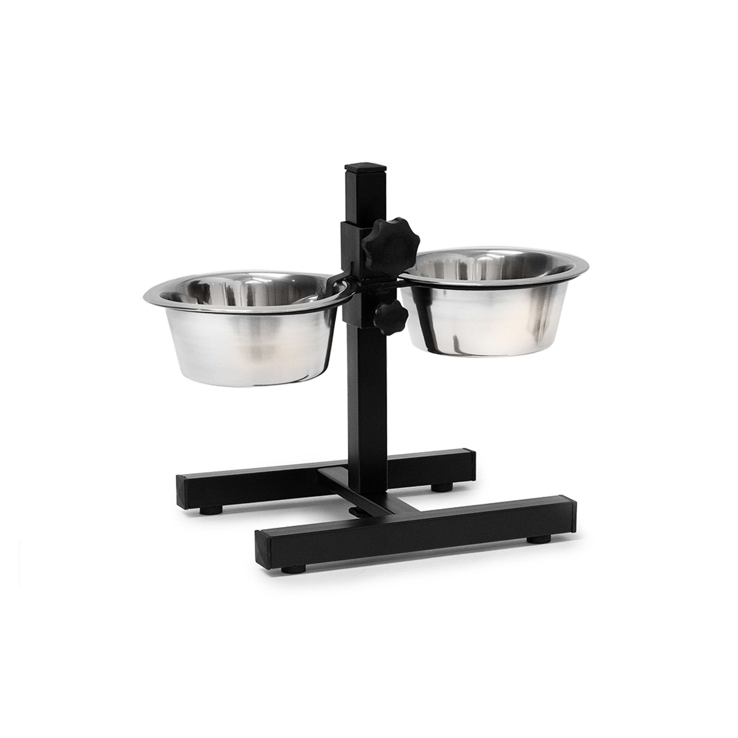 relaxdays Futterstation Hund höhenverstellbar, Edelstahl, 2 x 0,75 Liter