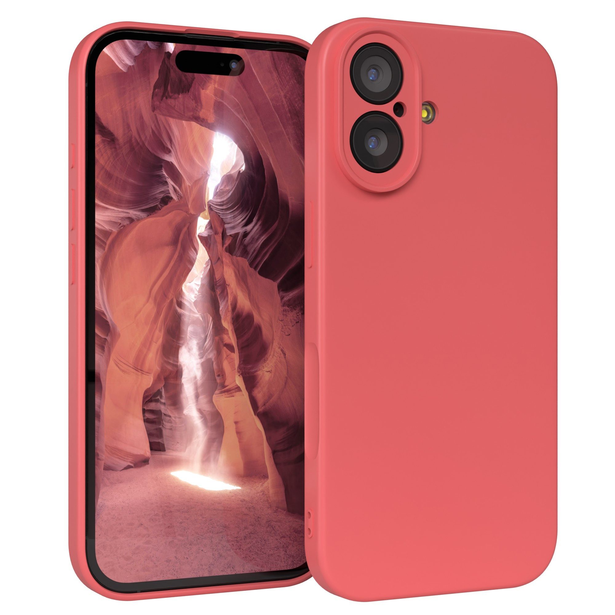 EAZY CASE Handyhülle für Apple iPhone 17 Hülle Silikon 6,3 Zoll, Schutzhülle mit Kameraschutz stoßfest Telefonhülle Matt Rot / Hellrot