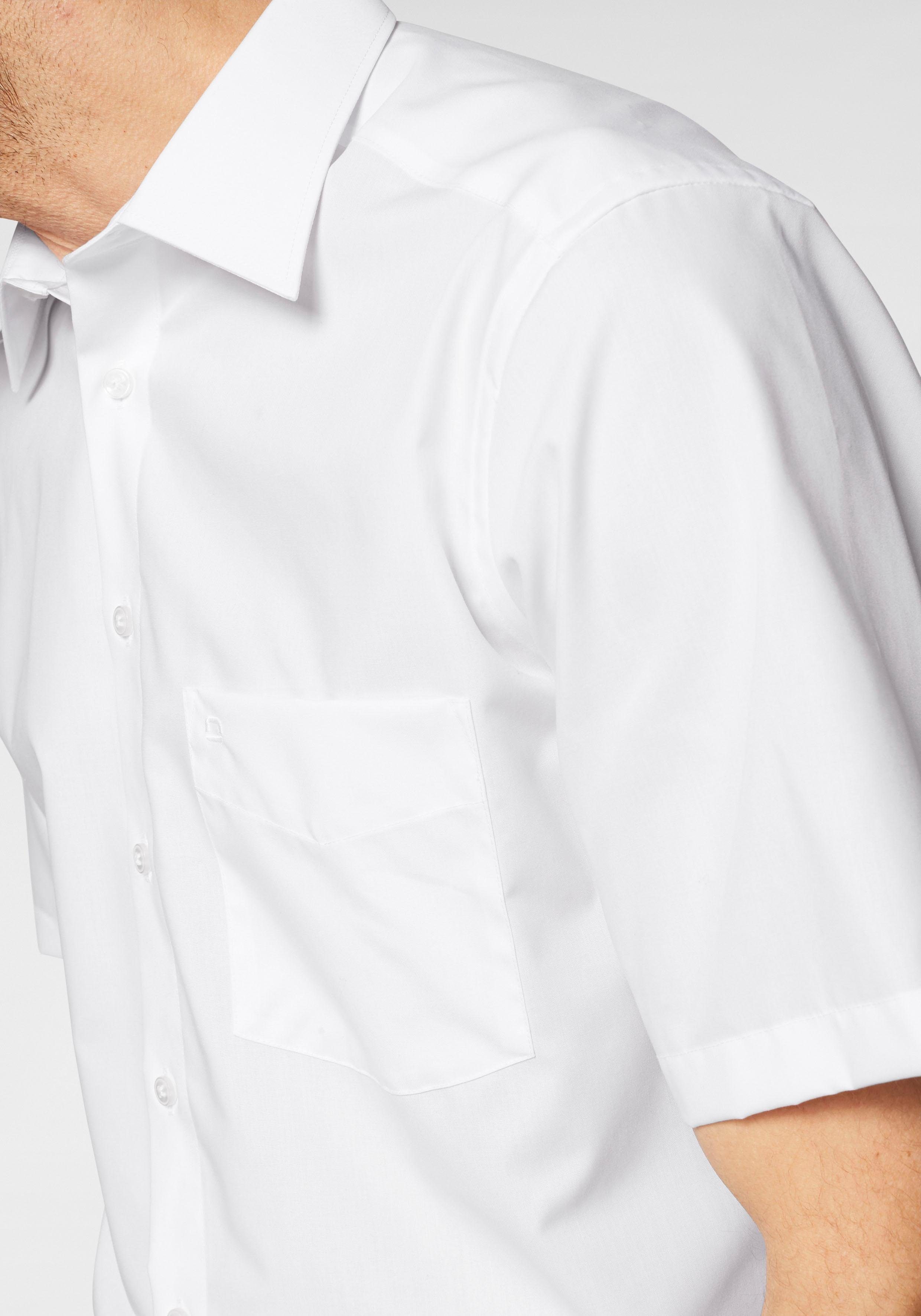 OLYMP Businesshemd Luxor comfort-fit Kurzarmhemd weiß mit Brusttasche, bügelfrei