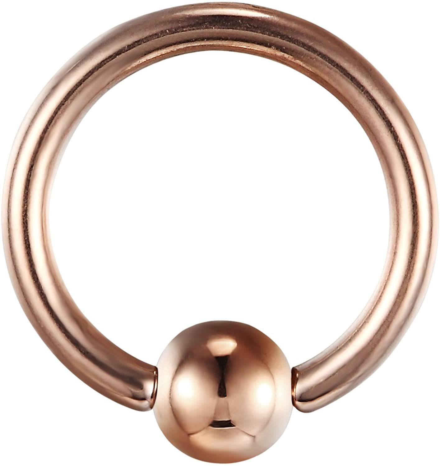Karisma Piercing-Set Karisma Titan Roségold 6.0 Ohrpiercing Ring Nasen Stärke Klemmring G23 BCR Closure 1,2mm Millimeter Ball Septum 