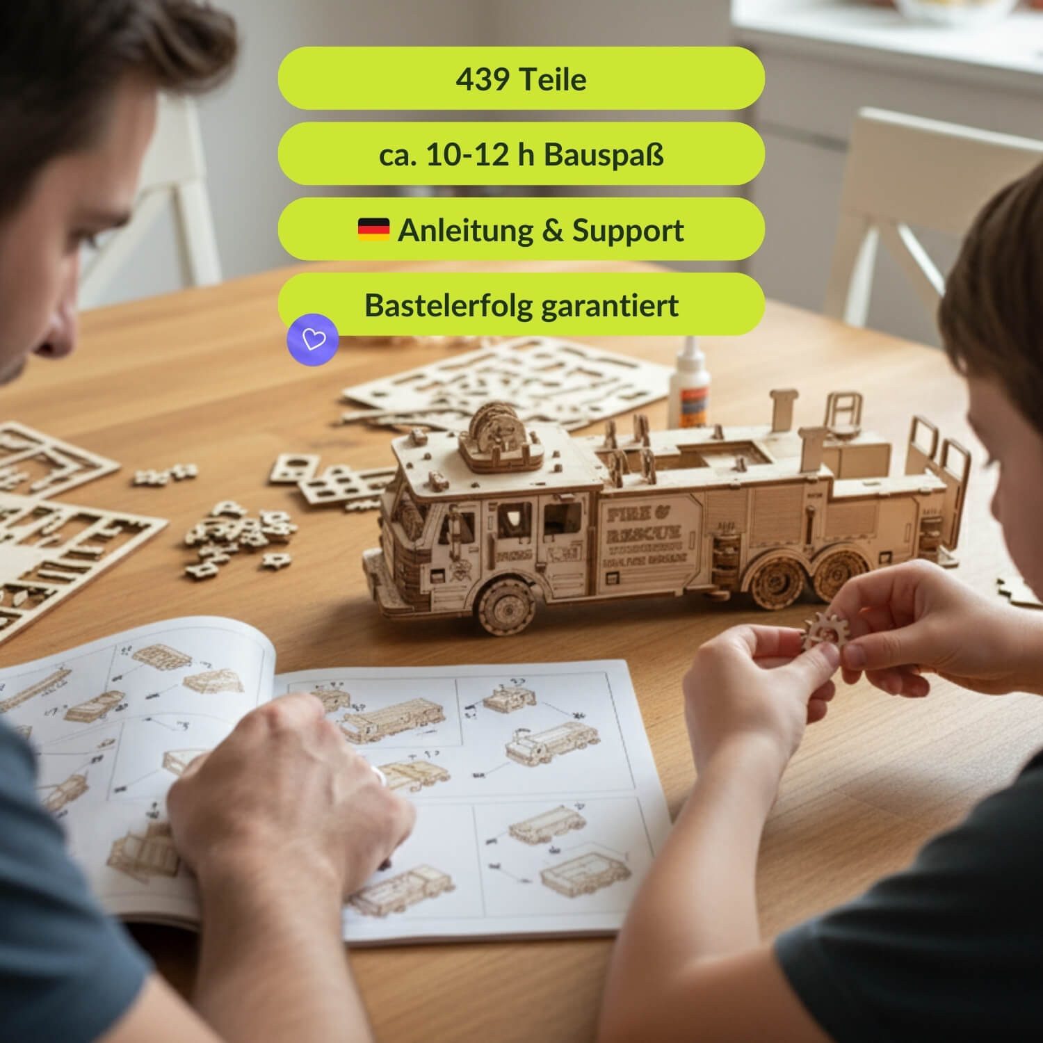 Eco Wood Art Modellbausatz Eco-Wood-Art Mechanischer LKW Feuerwehrauto Mech günstig online kaufen