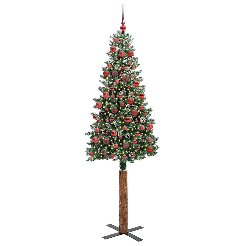 vidaXL LED Baum Schlanker Weihnachtsbaum mit 300 LEDs mit Ständer Grün 180 cm