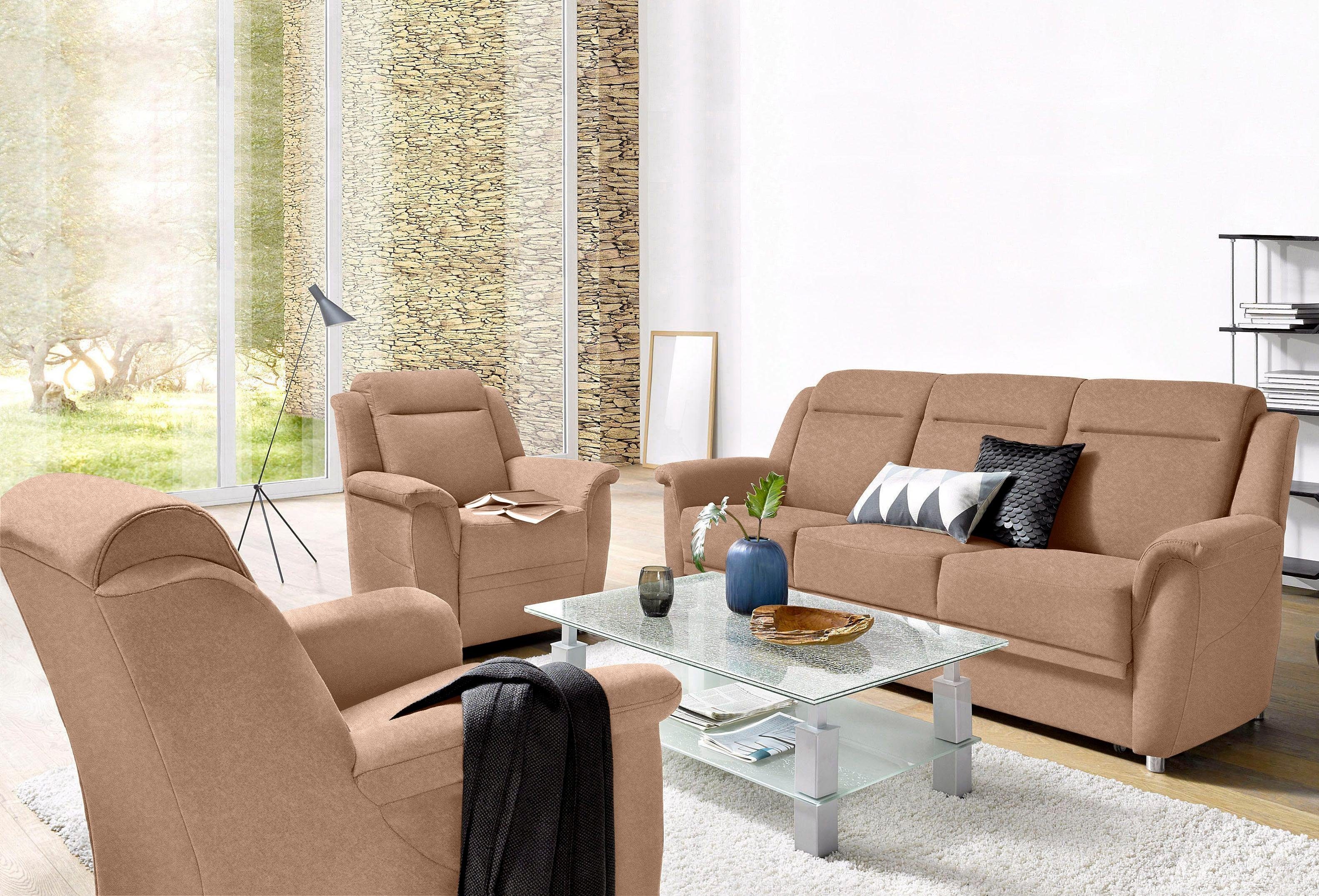 sit&more Polstergarnitur, Set aus 3Sitzer mit Bettfunktion und 2