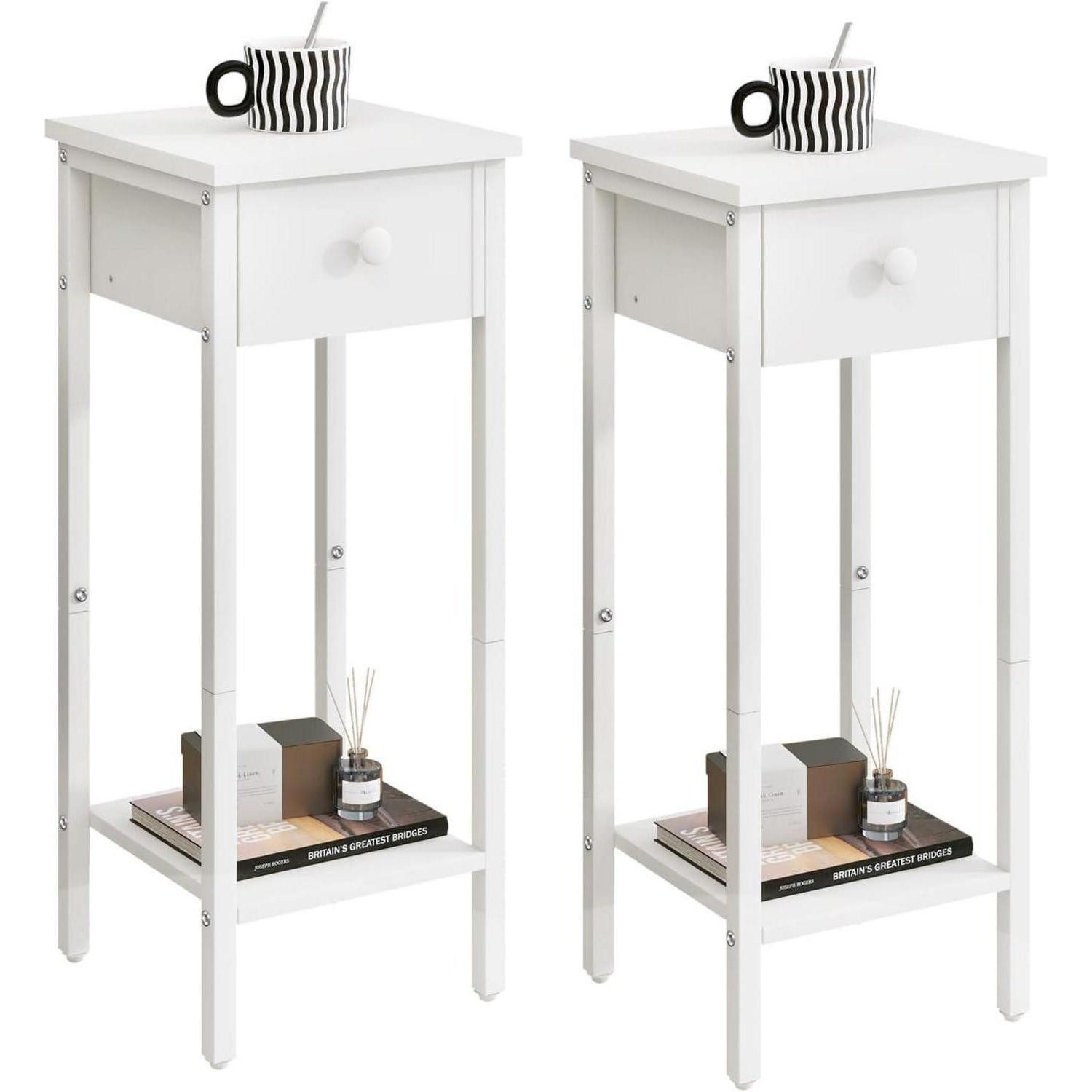 Nachttisch 2er Set Nachttisch Schmal Hoch Beistelltisch mit Schublade