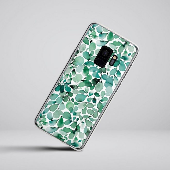 DeinDesign Handyhülle Pastell Wasserfarbe Blätter Watercolor Pattern Leaffy Leaves Samsung Galaxy S9 Duos Silikon Hülle Bumper Case Handy Schutzhülle