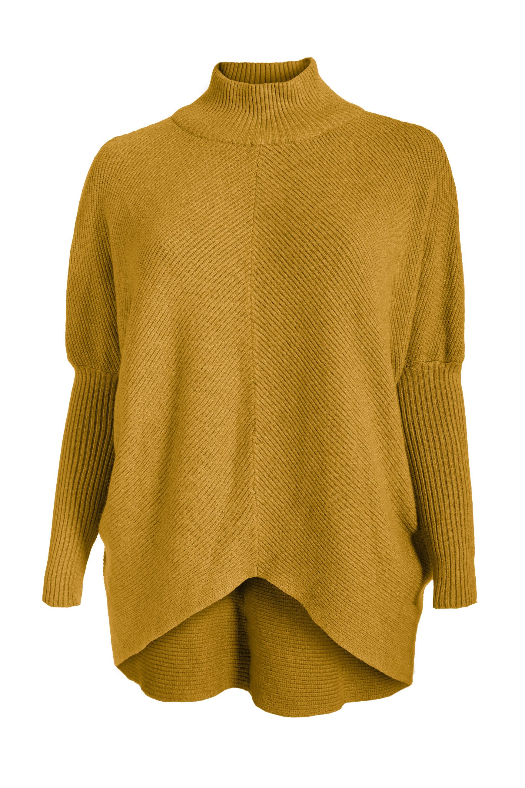 PEKIVESSA Strickpullover Oversized Rippstrick Pullover Damen Fledermausärmel (1-tlg) hinten länger