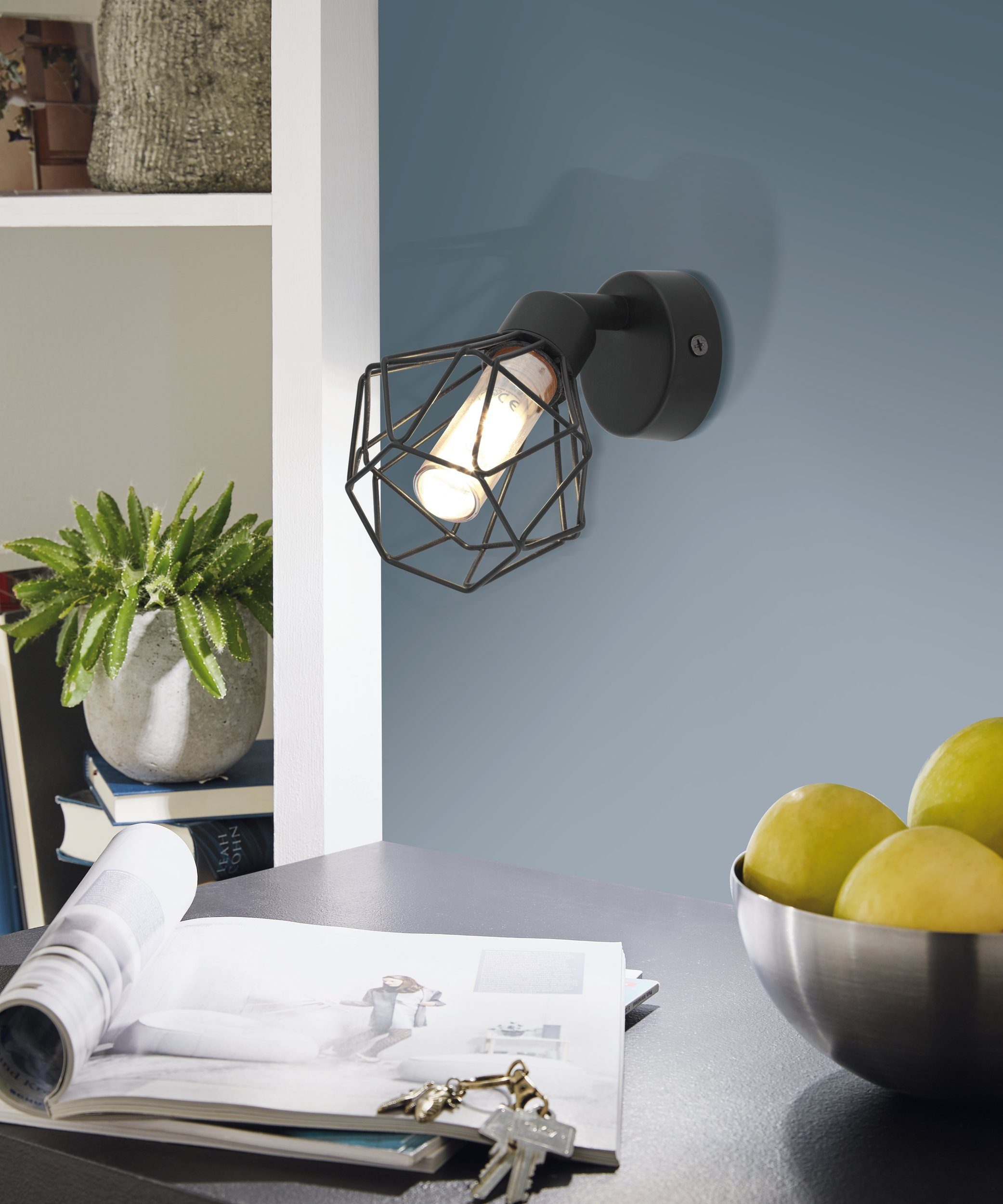 EGLO LED Deckenspot Zapata 1, Leuchtmittel inklusive, Vintage Wandleuchte im Retro Look, Schwarz, Lampe, Fassung: G9