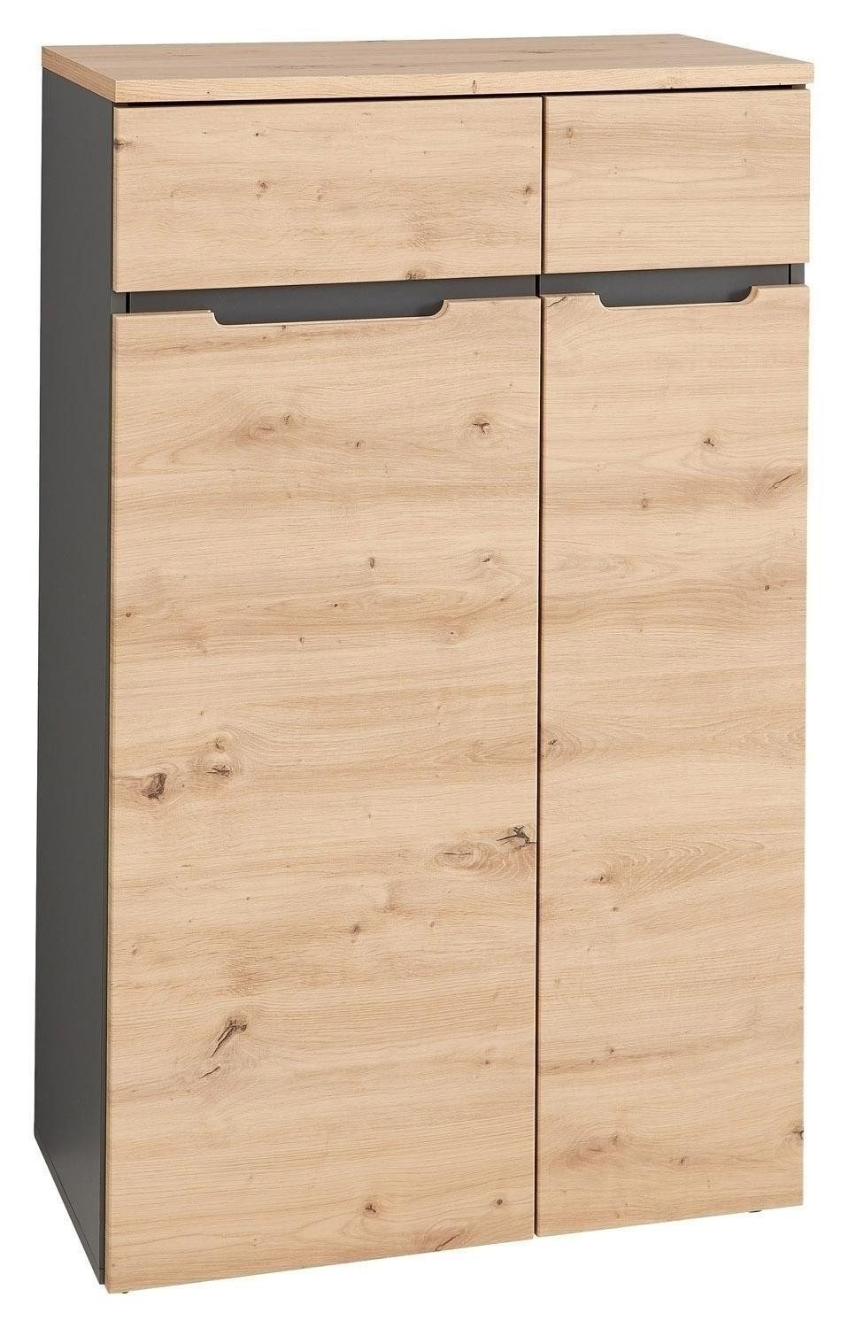 Innostyle Kommode Büroschrank MEMPHIS, Artisan Eiche Dekor, Graphit, B 75 x H 122 cm, 2 Türen