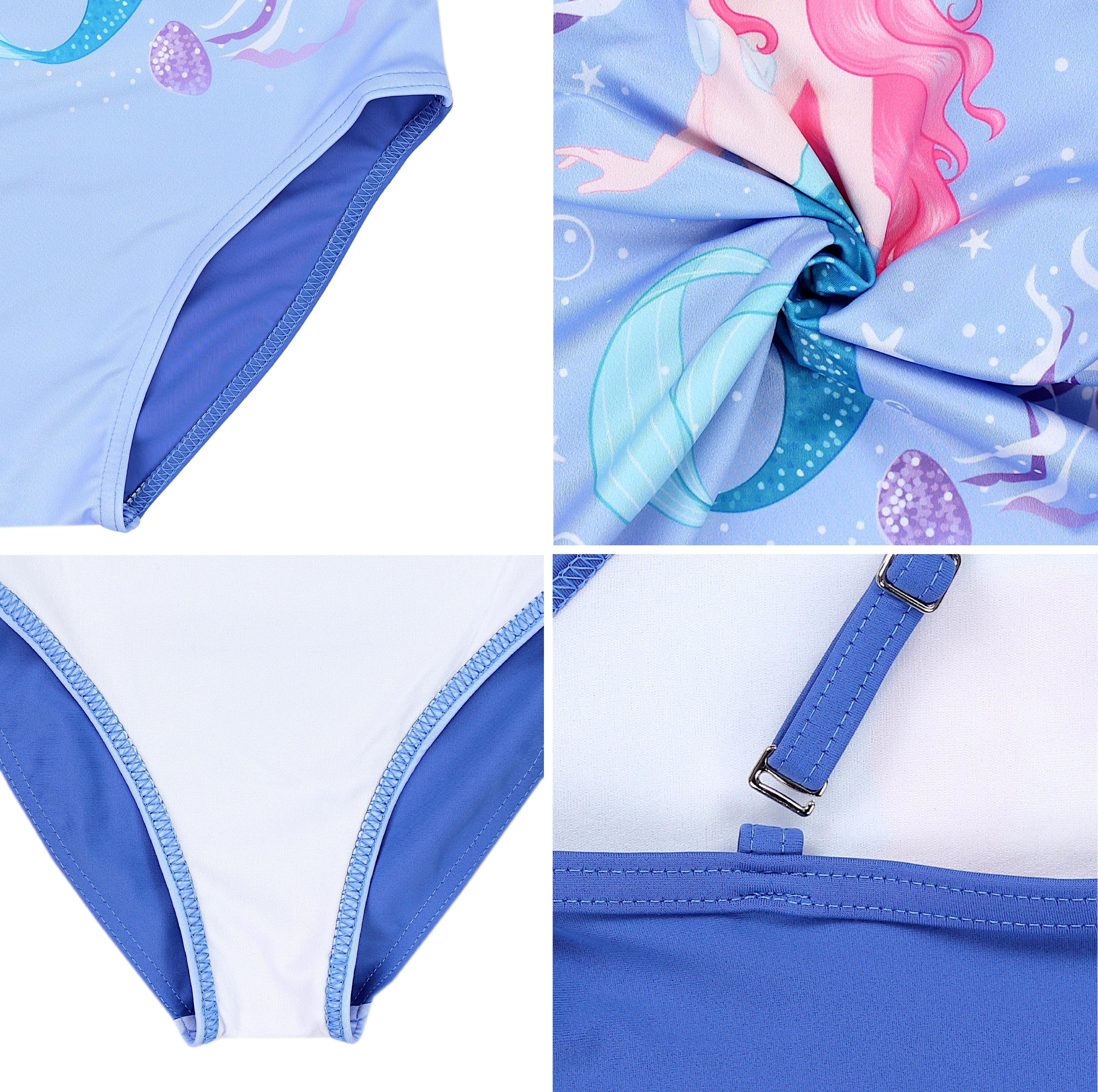 Aquarti Badeanzug Aquarti Wasser mit Mädchen im Badeanzug Spaghettiträgern Meerjungfrau Blau/Pink/Türkis Streifen
