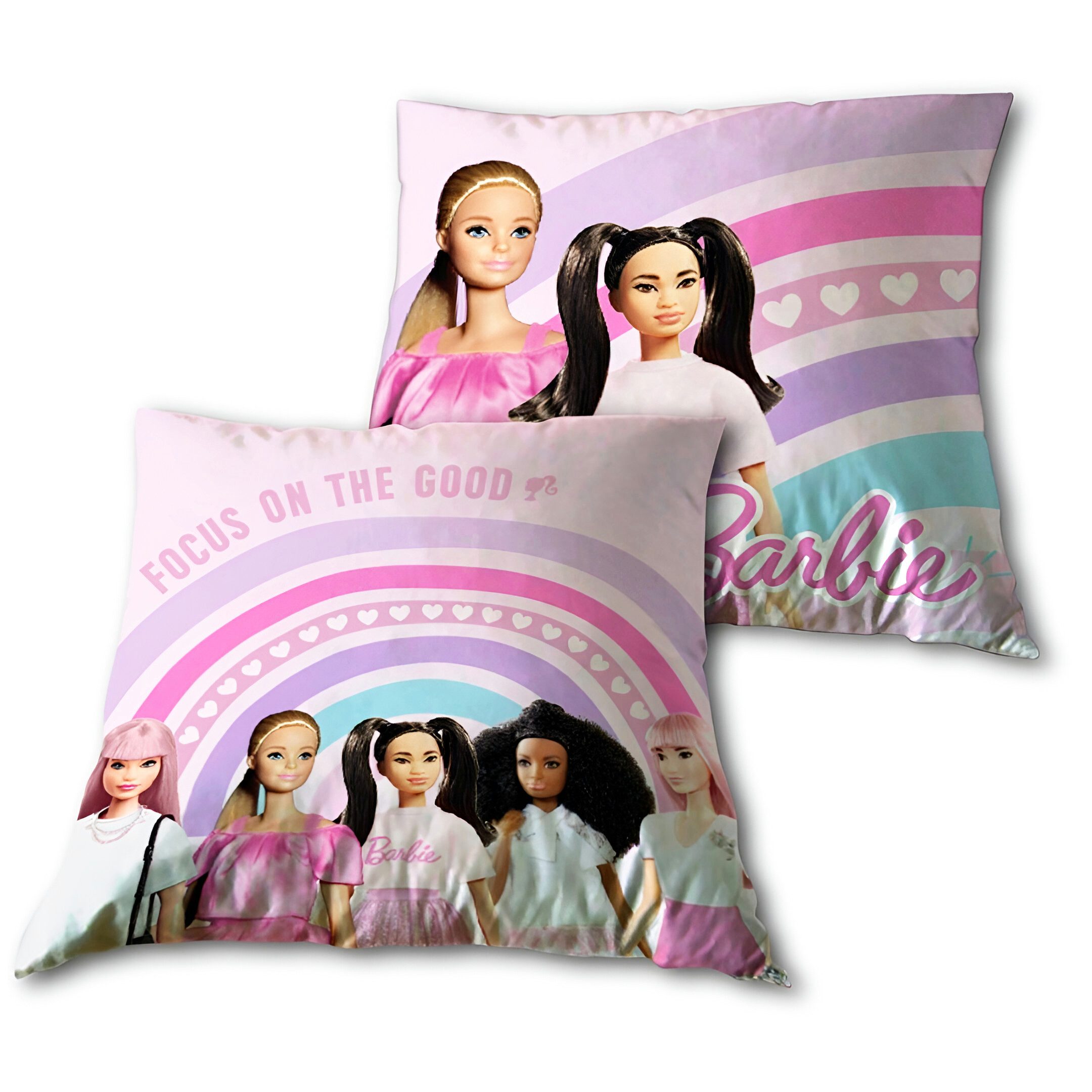 Barbie Dekokissen Barbie Mädchen Velours Kissen Dekokissen Cushion 40x40 cm