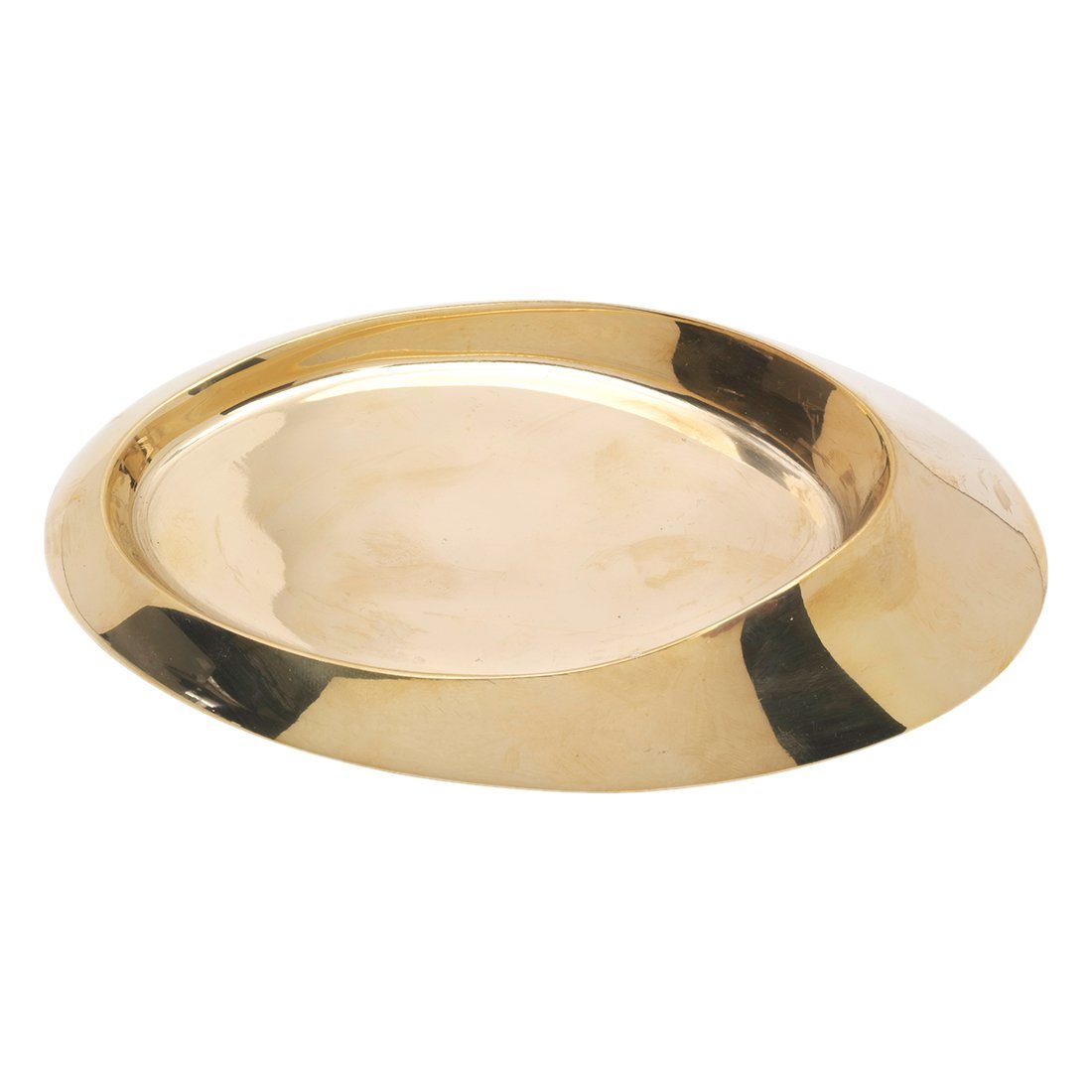 NKlaus Kerzenhalter Kerzenteller Oval 13x9cm Innen Messing Gold Glanz