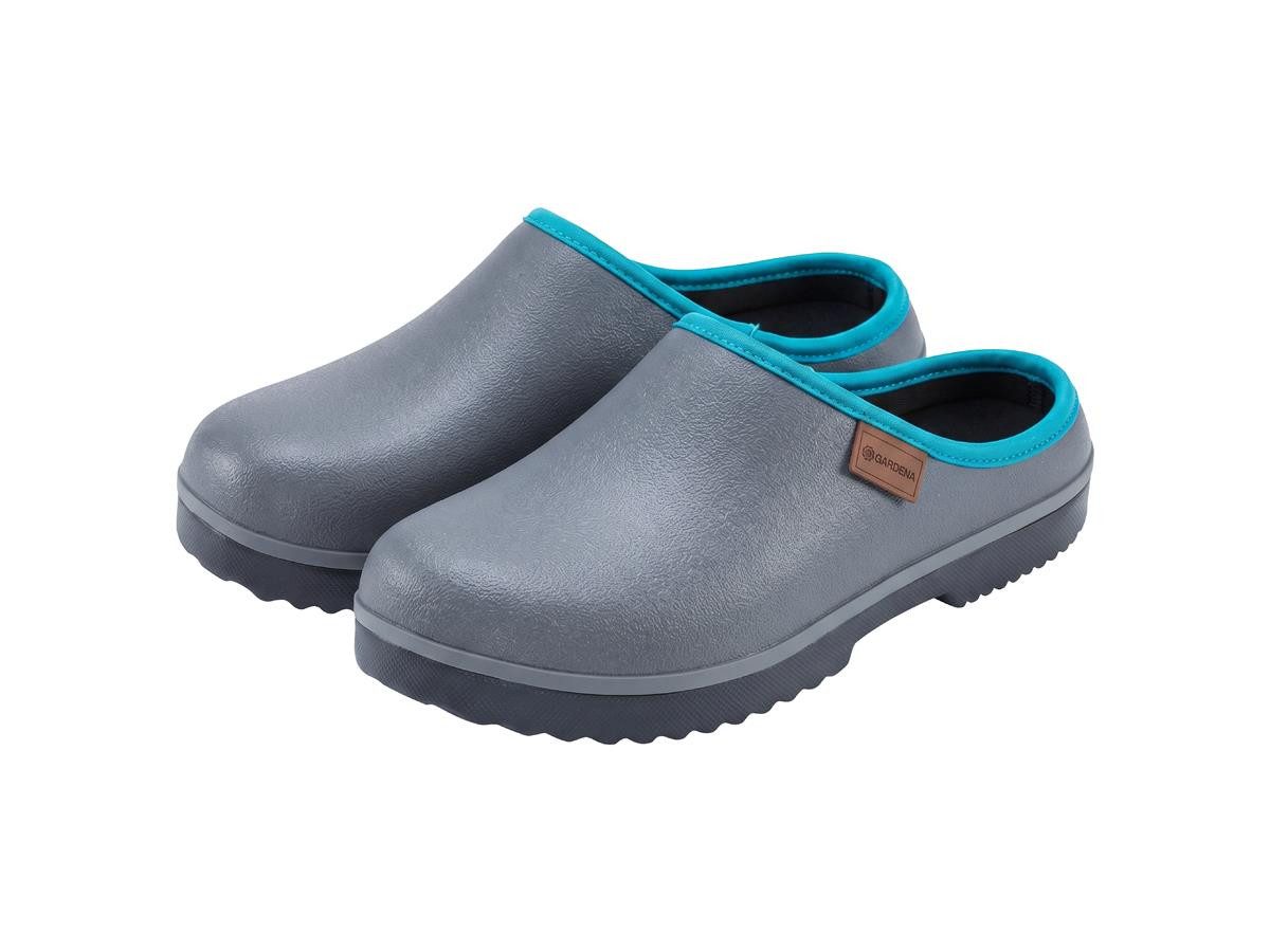 GARDENA Garten Clogs Slip-In Pantoletten Taubengrau Sandale Slip-in-Design, guter Halt durch Sohle mit Gardena-Label-Profil