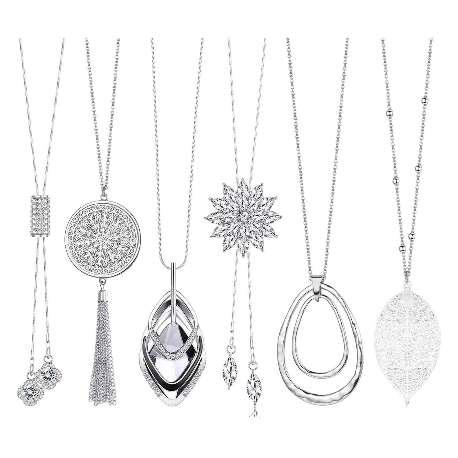 Refttenw Lange Kette 6Stk Halskette Glänzende Pullover Kette Verstellbare M günstig online kaufen