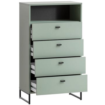 Lomadox Highboard JULBACH-80, Flur Highboard Kommode pistazie, schwarz matt 60,2x103,9x33,05 cm