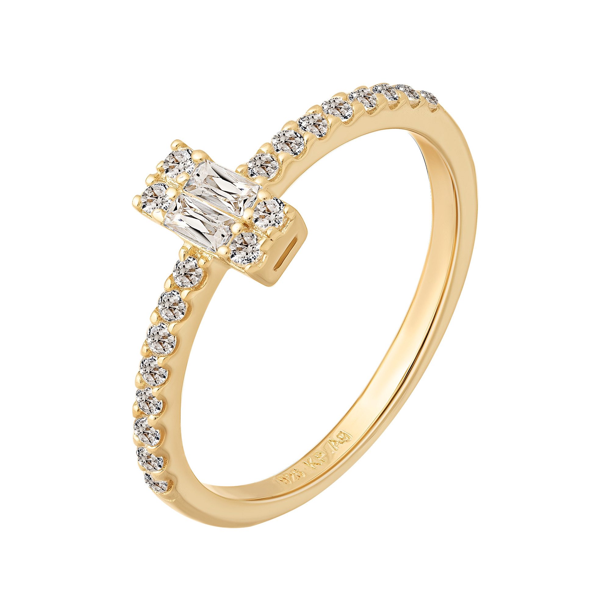 CAÏ Fingerring 925 Sterling Silber gelb vergoldet mit Zirkonia