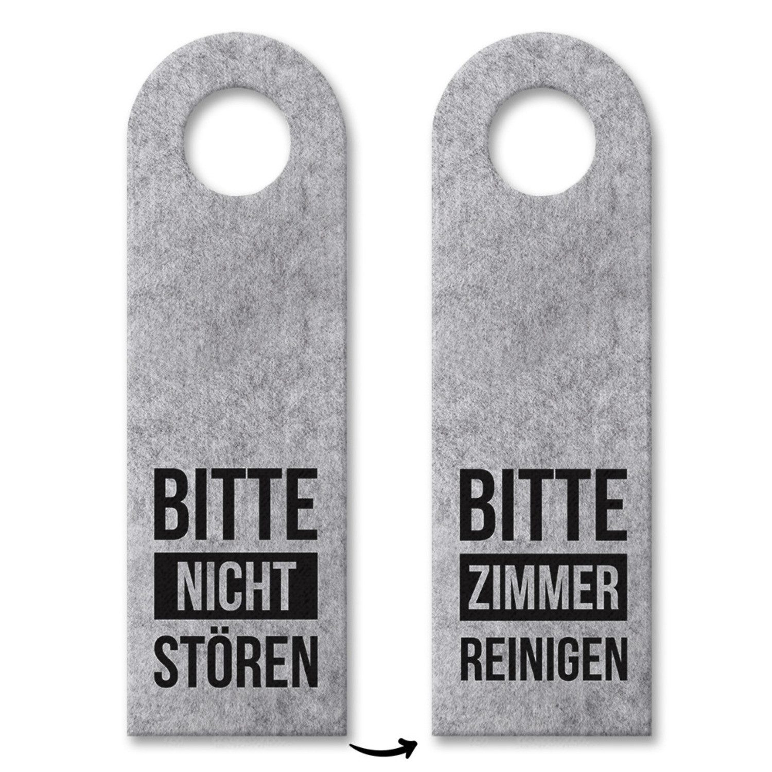 Dekohänger Bitte nicht stören oder Zimmer reinigen Türhänger mit Balken in Grau