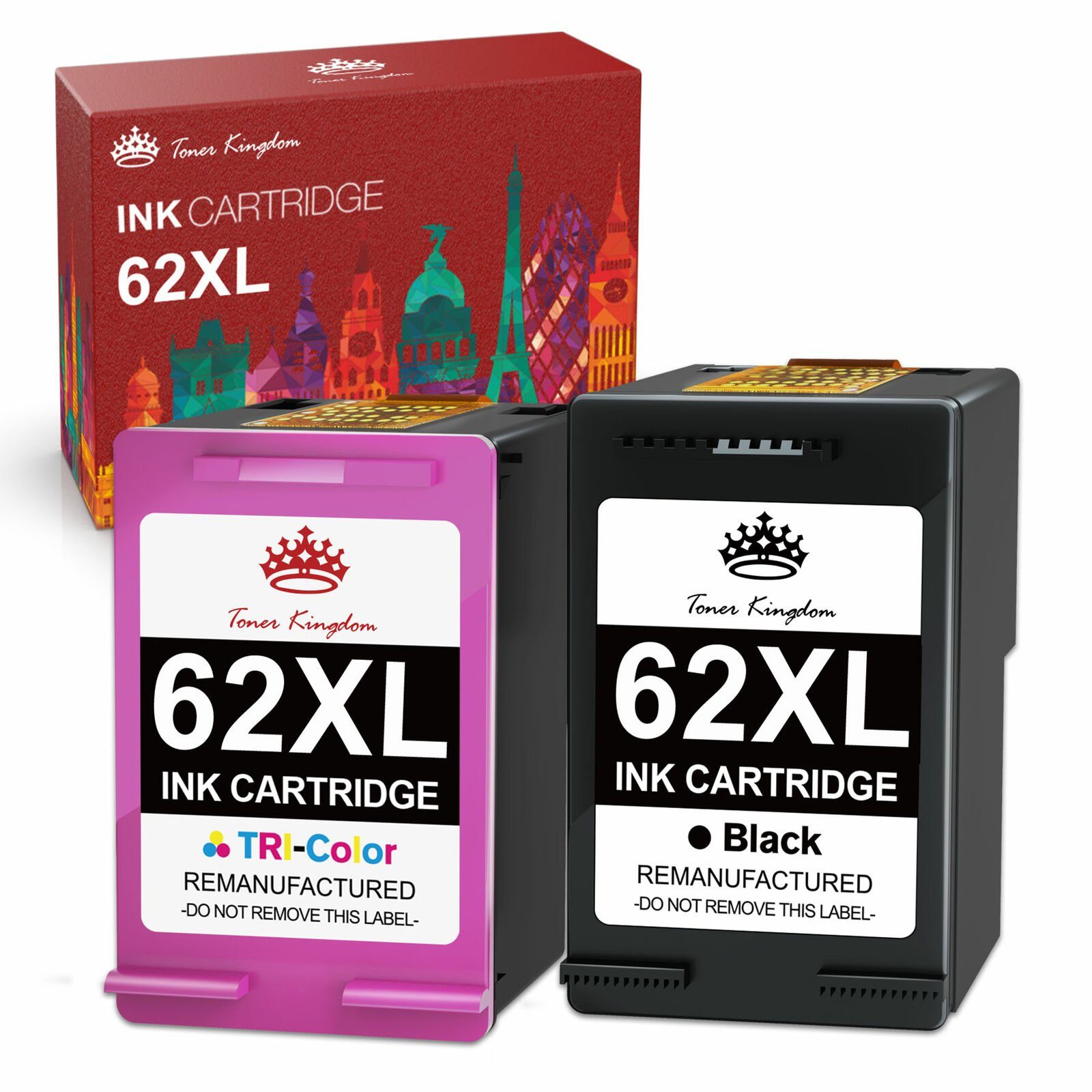 Toner Kingdom für HP 62 XL 62XL Kompatibel mit 5540 5544 5640 Tintenpatrone 1 Schwarz & 1 Dreifarbig