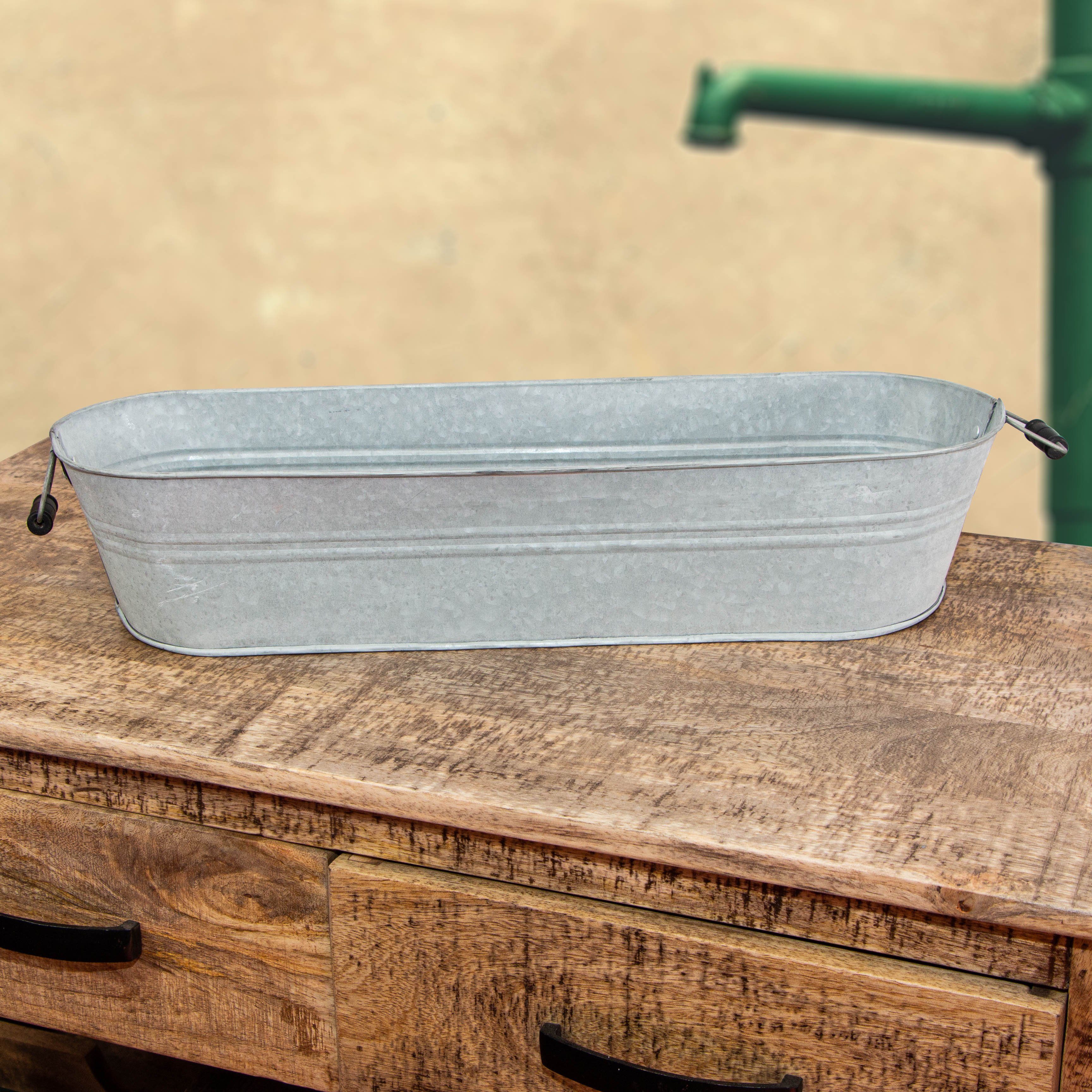 Antikas Gartenpflege-Set Blumentopf lang, Altzuber, Zink, Altzink, Zinktopf günstig online kaufen