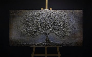 YS-Art Gemälde Goldbaum, Abstrakte Bilder, Leinwand Bild Handgemalt Gold Baum Stammbaum Braun