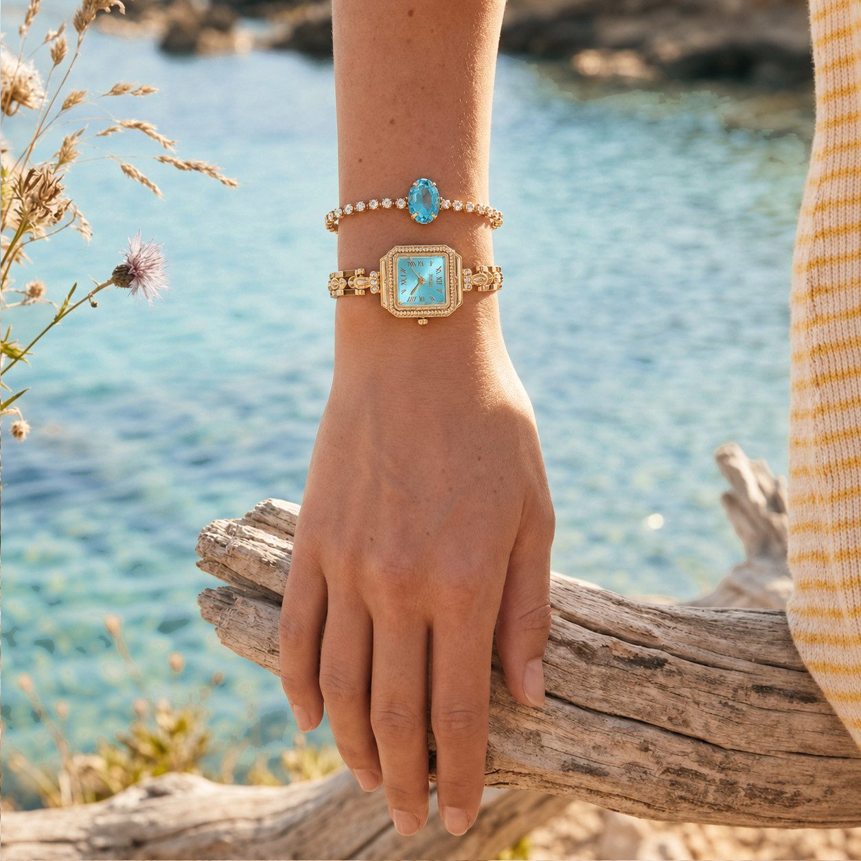 Futicare Quarzuhr Damen-Schmuckset mit Armbanduhr, Halskette, Armband, Ohrringen & Ring, (5-tlg., Ideal für Alltag, Reisen, Urlaub, Hochzeit, Party und festlich – Bild 5 von 5