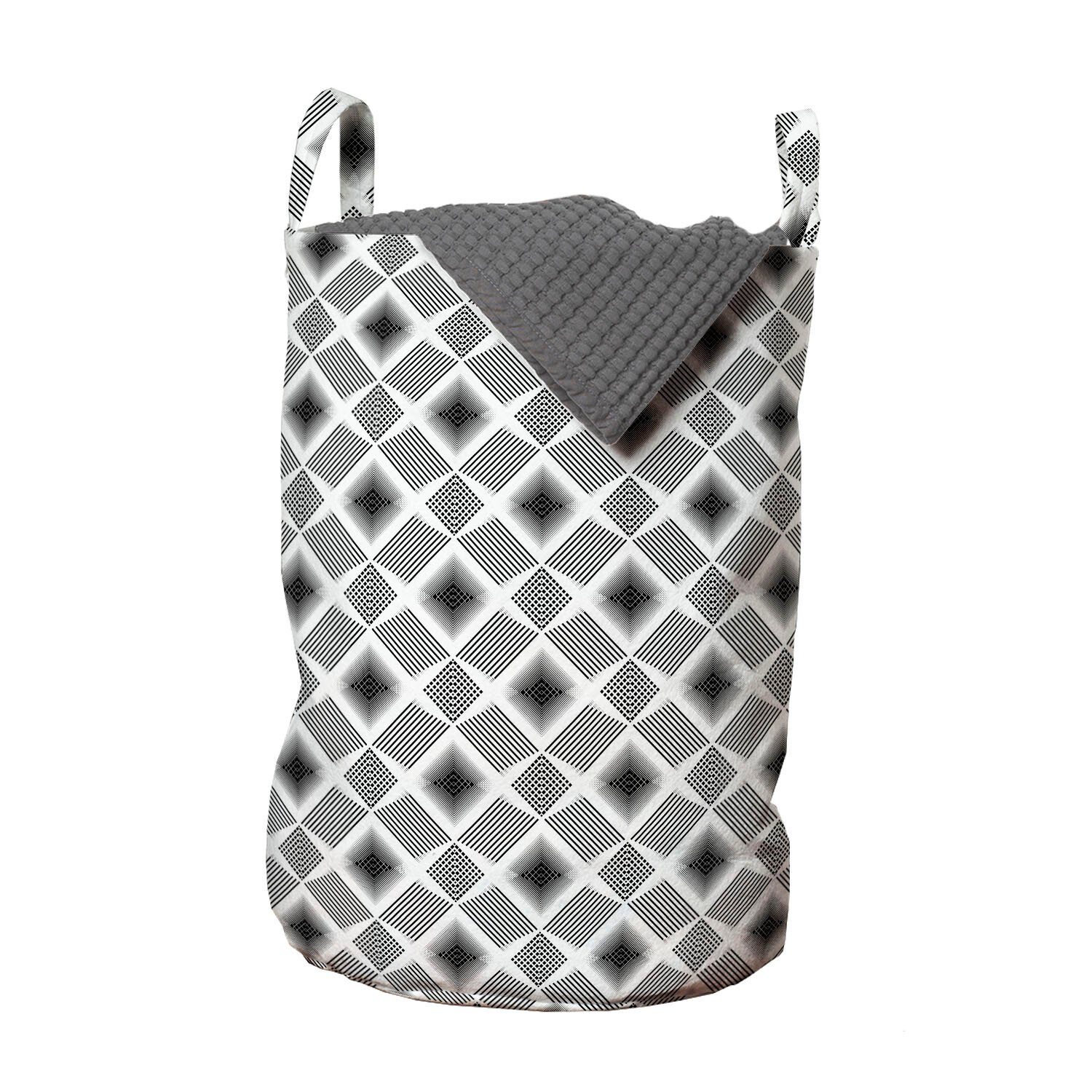 Abakuhaus Wäschesäckchen Wäschekorb mit Griffen Kordelzugverschluss für Waschsalons, Geometrisch Digitale Linien und Quadrate