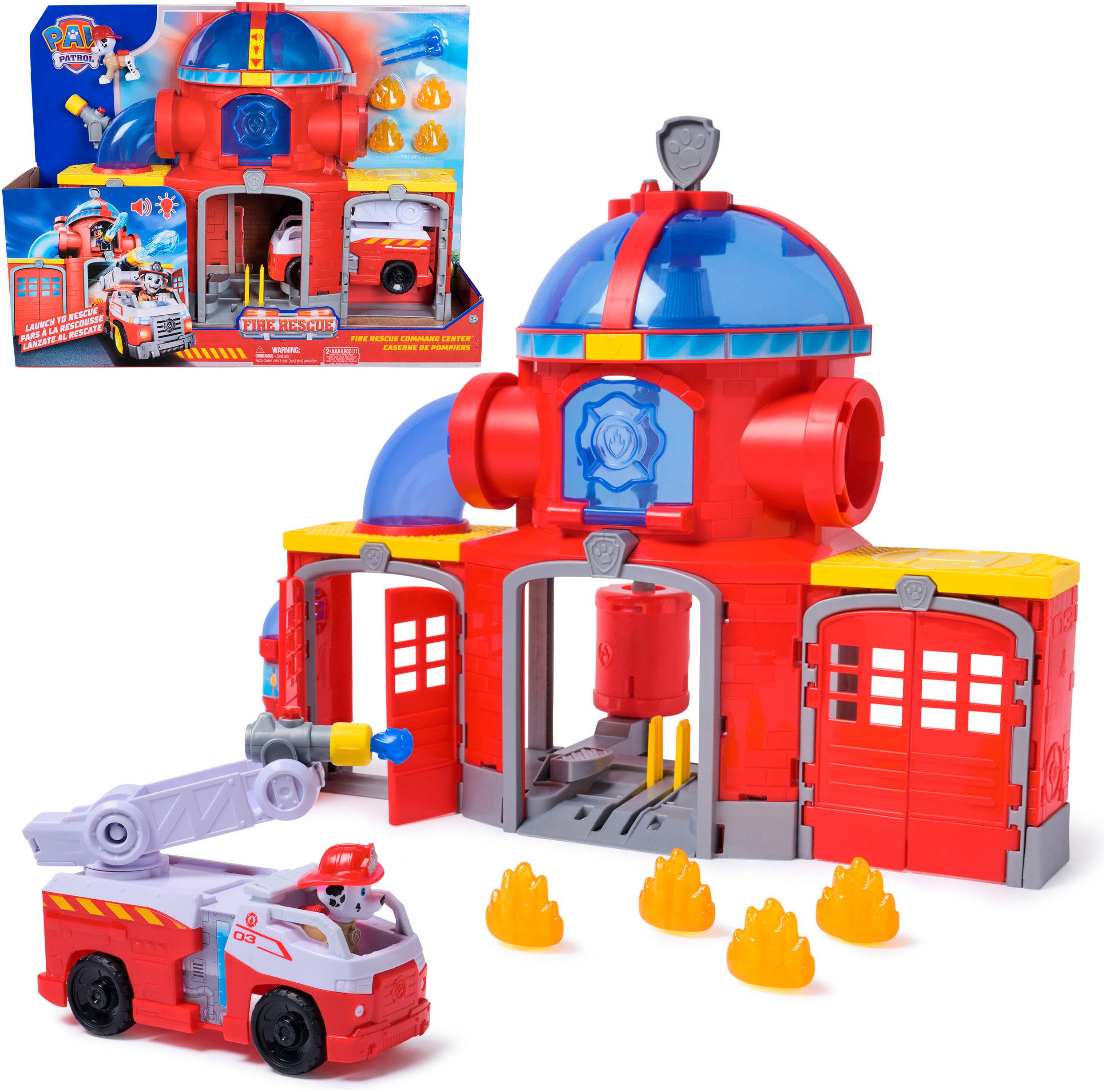 Spin Master Spiel-Feuerwehrwache PAW Patrol Fire Rescue - Feuerwehr-Station, inkl. Marshall und Fahrzeug; mit Licht- und Soundeffekten