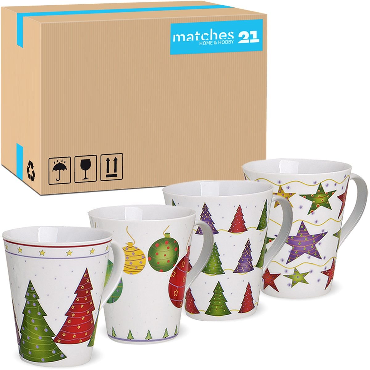 Tasse Weihnachtstassen 36er Set Sterne Weihnachtsbäume