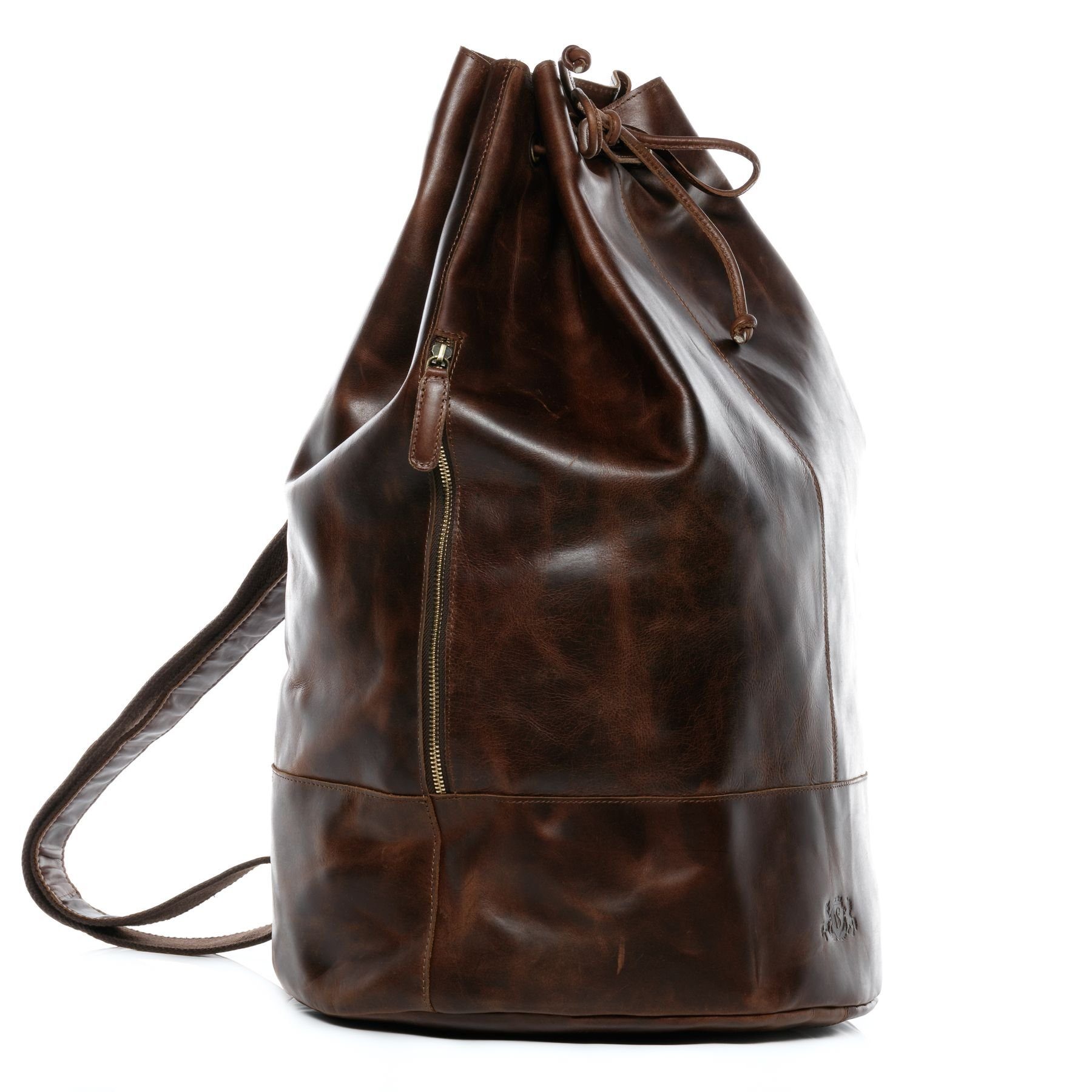 SID & VAIN Rucksack HEATHROW Seesack Reisetasche echt Leder, Reisetasche Duffle Reisegepäck Sporttasche Herren Damen braun