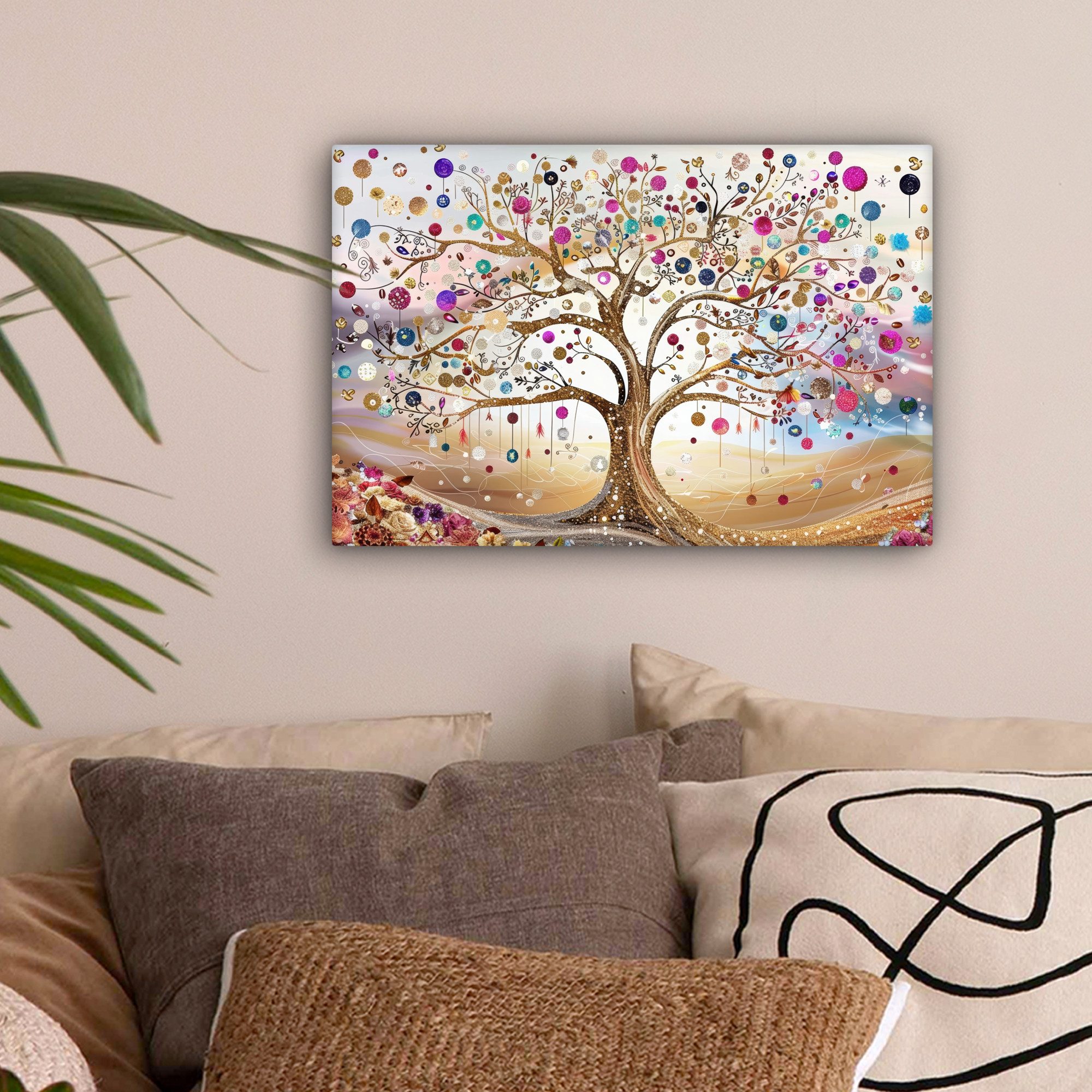 OneMillionCanvasses® Leinwandbild Baum des Lebens - Gold - Bunt - Abstrakt günstig online kaufen