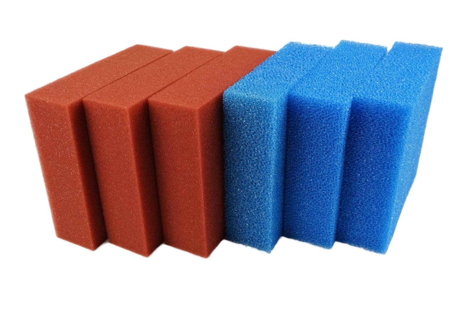 Teichfilter Ersatzschwamm Set für Oase Biotec 10 Teichfilter 3 x rot 3 x blau