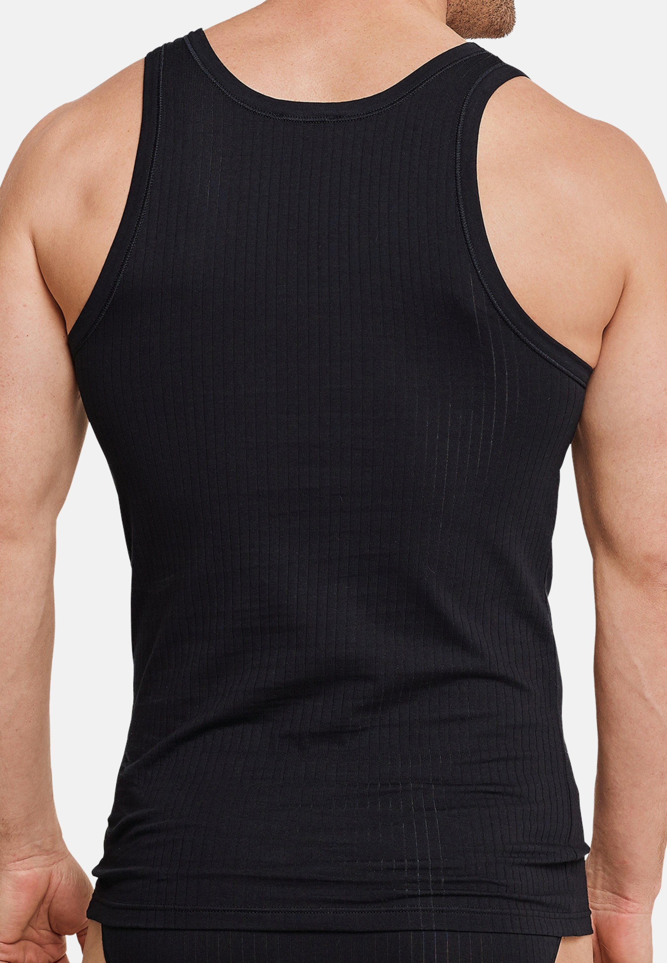 Schiesser Unterhemd - Cotton (Spar-Set, Schwarz Essentials formstabil Flexibel - / 4-St) Authentic Baumwolle und 4er Unterhemd Tanktop Pack