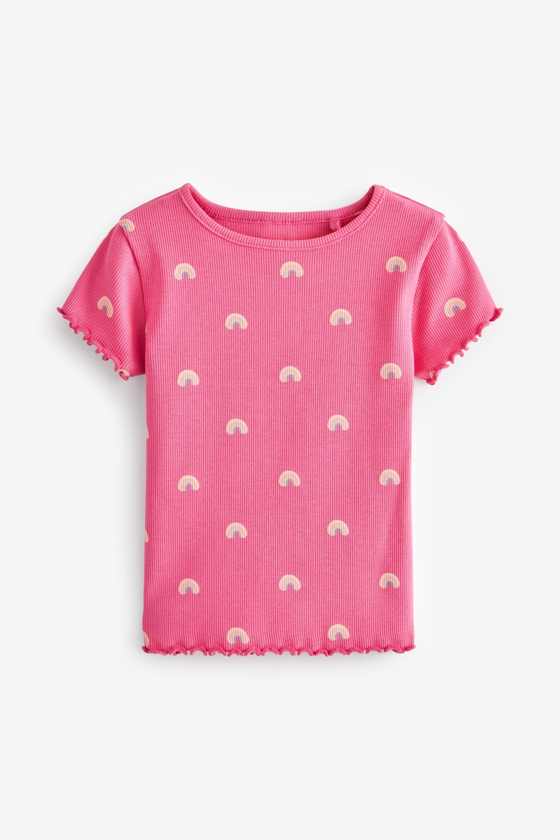 Next T-Shirt Geripptes Kurzarm-T-Shirt (1-tlg) Pink Rainbow