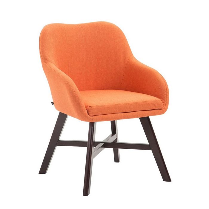 TPFLiving Besucherstuhl Kappa mit hochwertig gepolsterter Sitzfläche - Konferenzstuhl (Küchenstuhl - Esszimmerstuhl - Wohnzimmerstuhl) Gestell: Buchenholz Walnuss - Sitzfläche: Stoff orange
