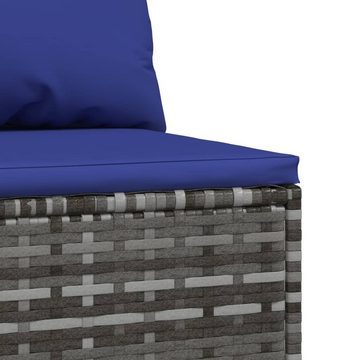 vidaXL Loungesofa Garten-Mittelsofa mit Kissen Grau Poly Rattan, 1 Teile