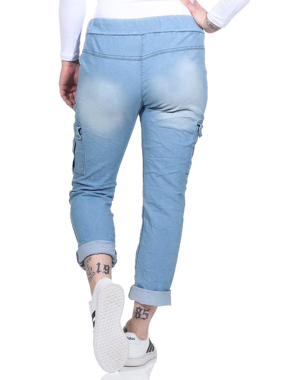 CLEO STYLE Jogginghose Damen Jogginghose Jeans 21094 Hellblau