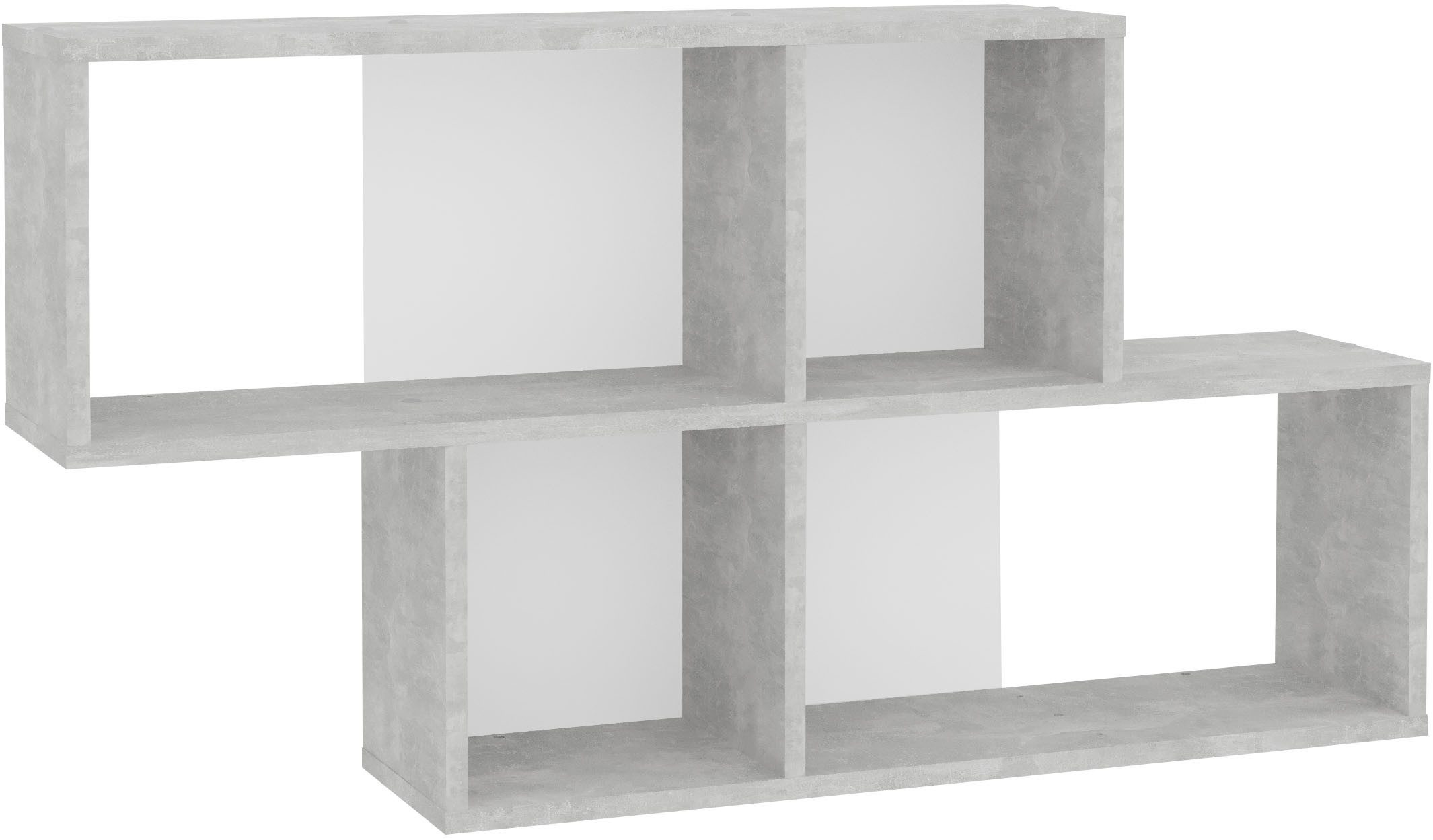 FMD Wandregal Nora, Regal kompakt für Bücher und Accessoires, 100 cm breit, 53 cm hoch