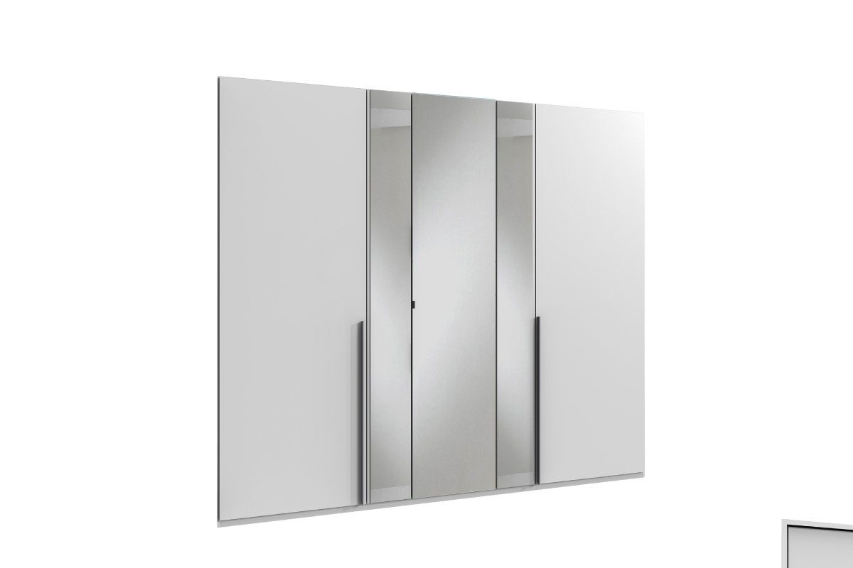 Stylefy Drehtürenschrank Lyon I (Kleiderschrank, Mehrzweckschrank) 5-türig, aus Holzwerkstoff, Modern Design, viel Stauraum, mit Spiegel, variabel stellbar Weiß