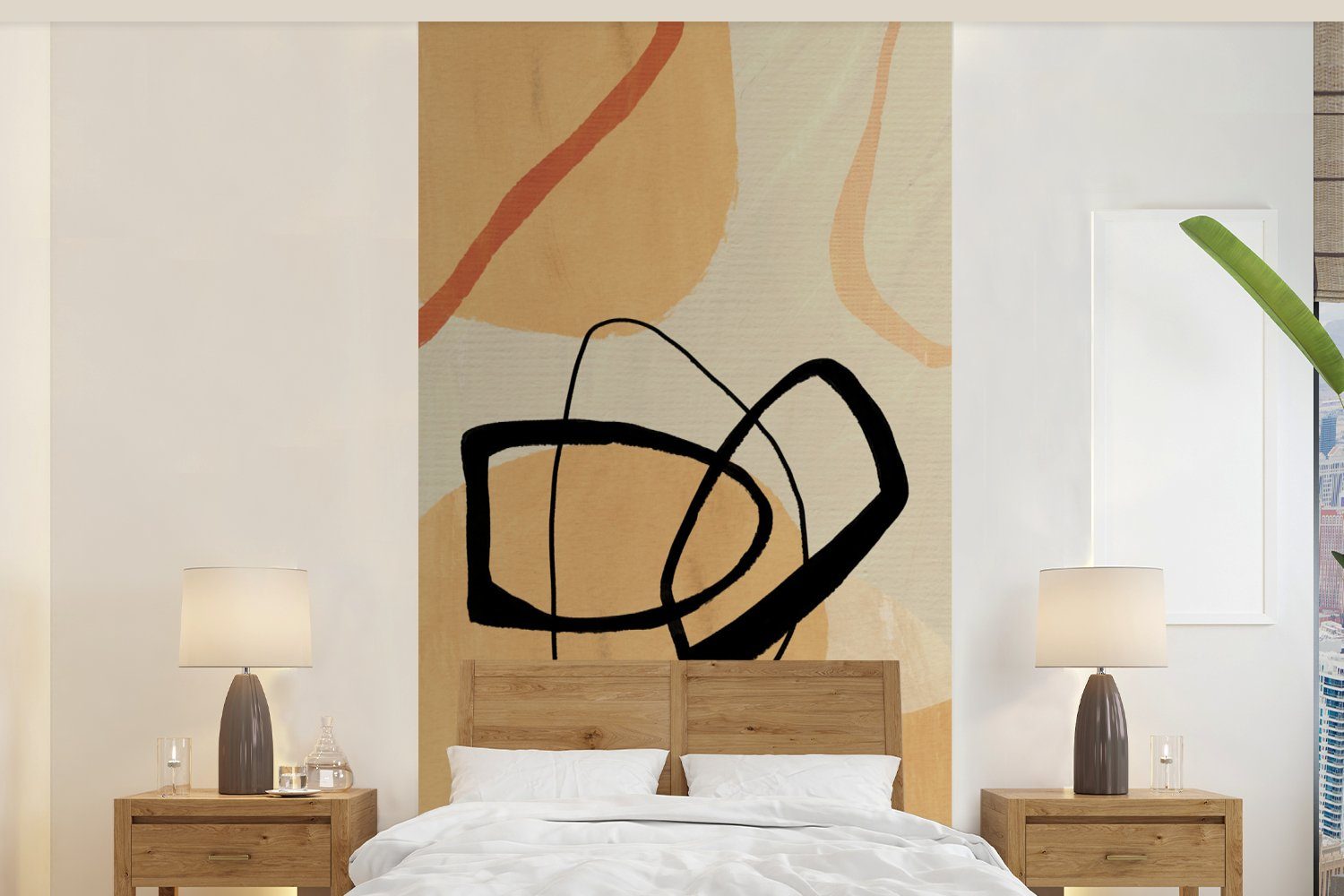 (2 für Wohnzimmer Vliestapete St), Matt, Kunst Abstrakt, Küche, - bedruckt, Geometrische Schlafzimmer MuchoWow Formen Fototapete - Fototapete