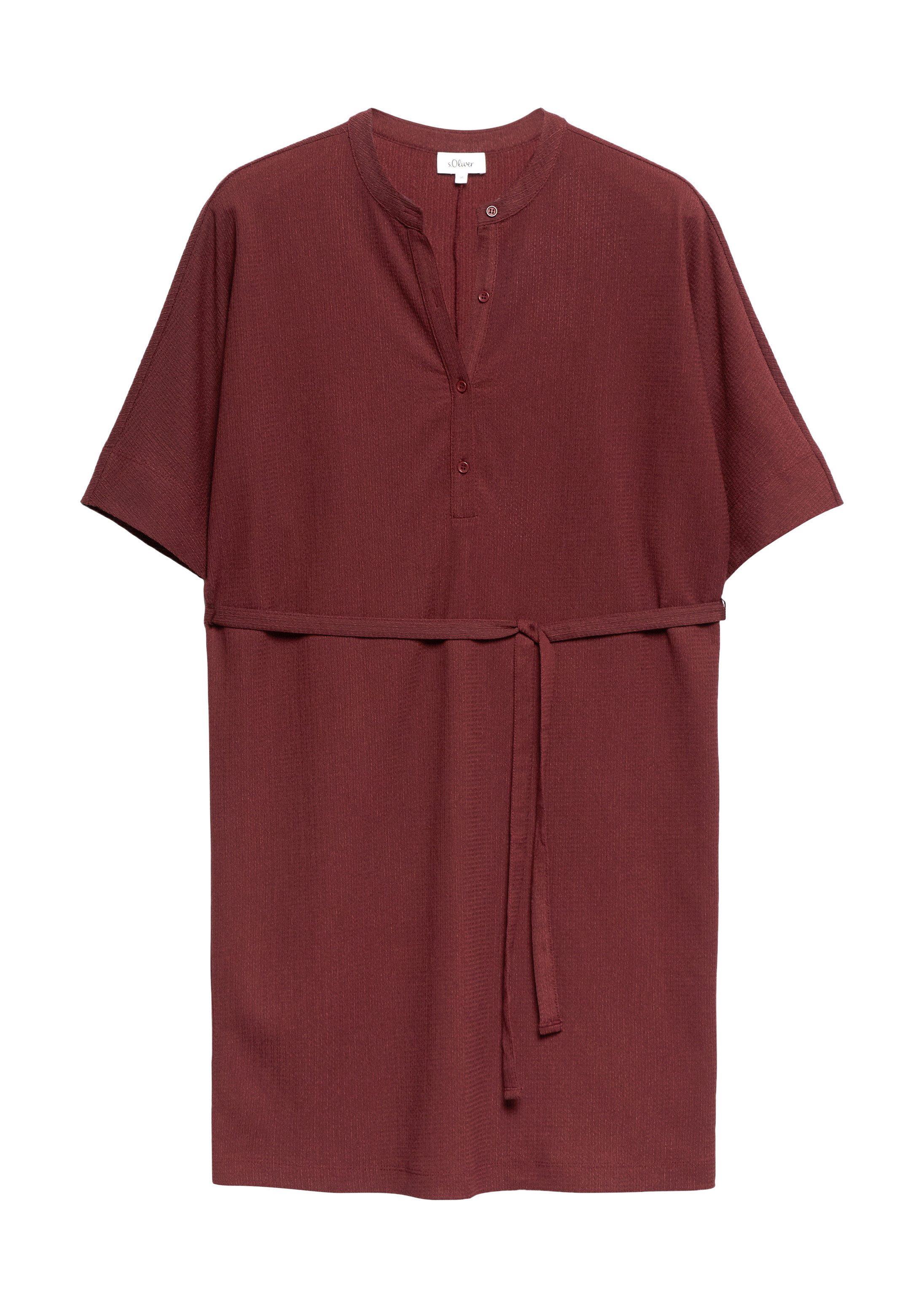 s.Oliver Midikleid Kleid Strukturiertes Jersey-Kleid mit Gürtel und Knopfleiste