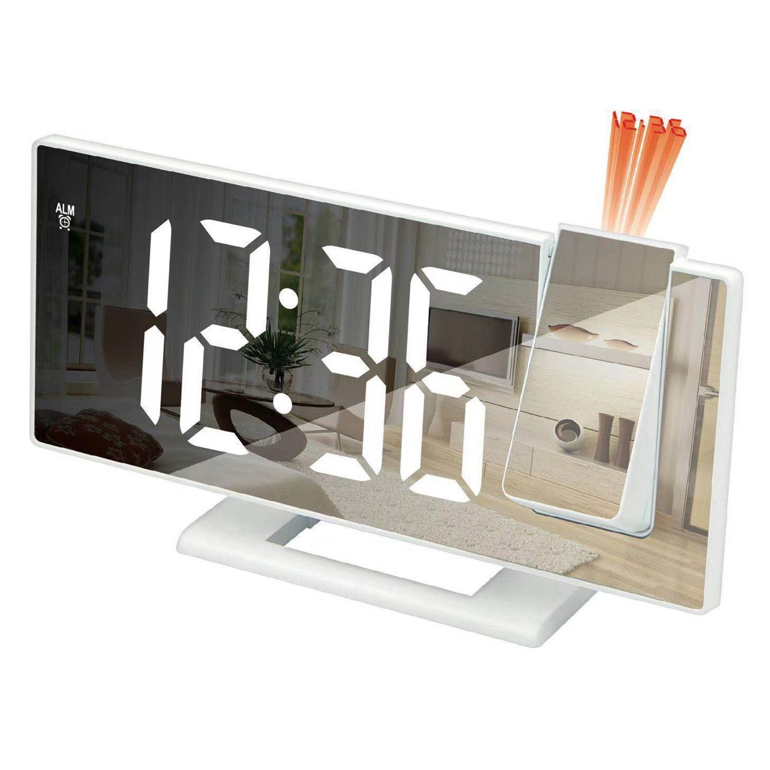 Projektionswecker LED Digitaler Wecker Spiegelwecker für Schlafzimmer mit 7,8" Display