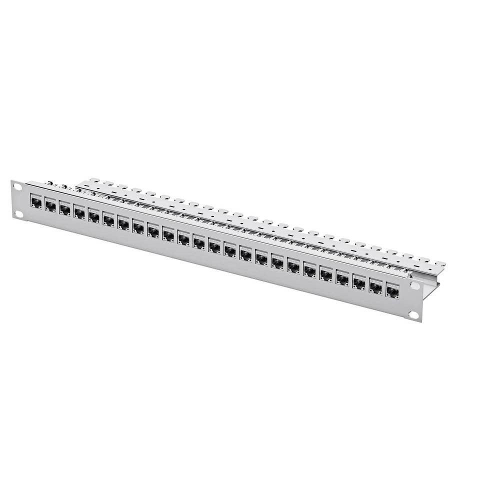 Telegärtner 100007021 19 Modulträger, bestückt 483 mm (19) CAT 6a 1 HE Grau Netzwerk-Patch-Panel