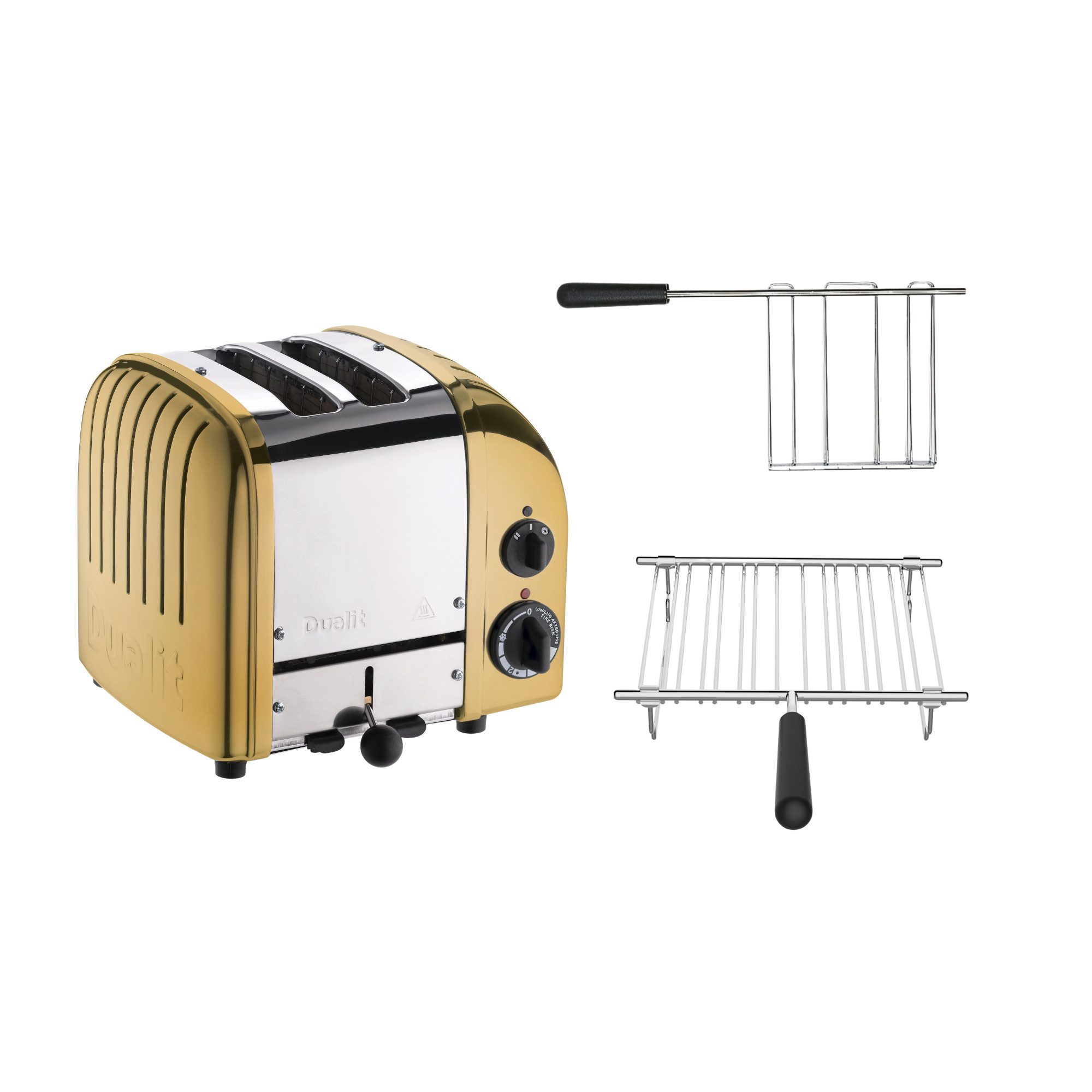 Dualit Toaster Dualit Paket 2, 2er Toaster mit Brötchenaufsatz und Sandwichzange
