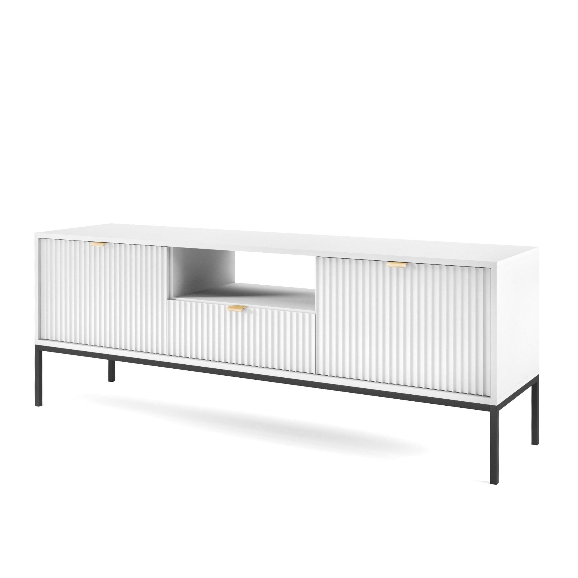 Masseno Lowboard STELLARE 154 cm TV-Schrank mit 1 Schubladen und 2 Türen Weiß