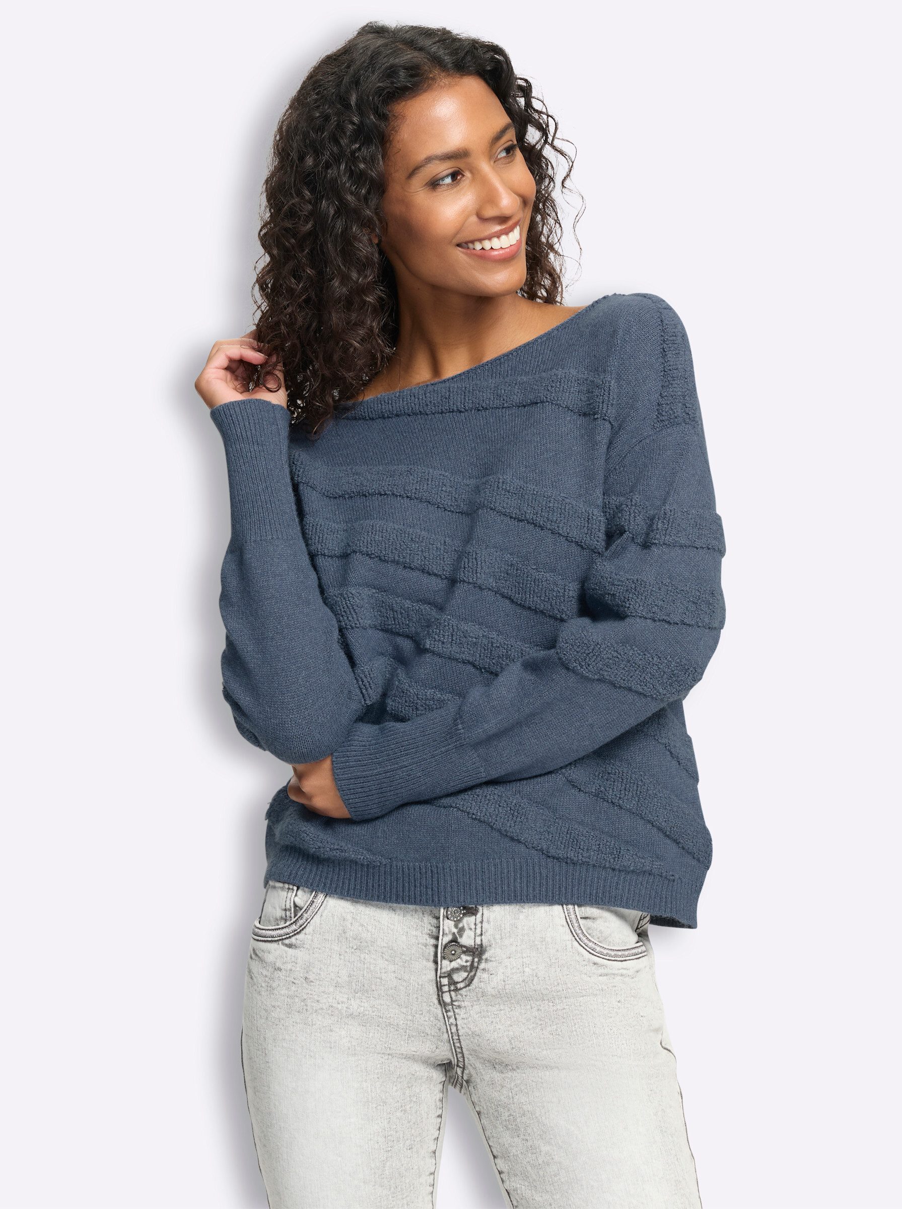 heine Strickpullover Pullover Langarm Grobstrick, Strukturstrick