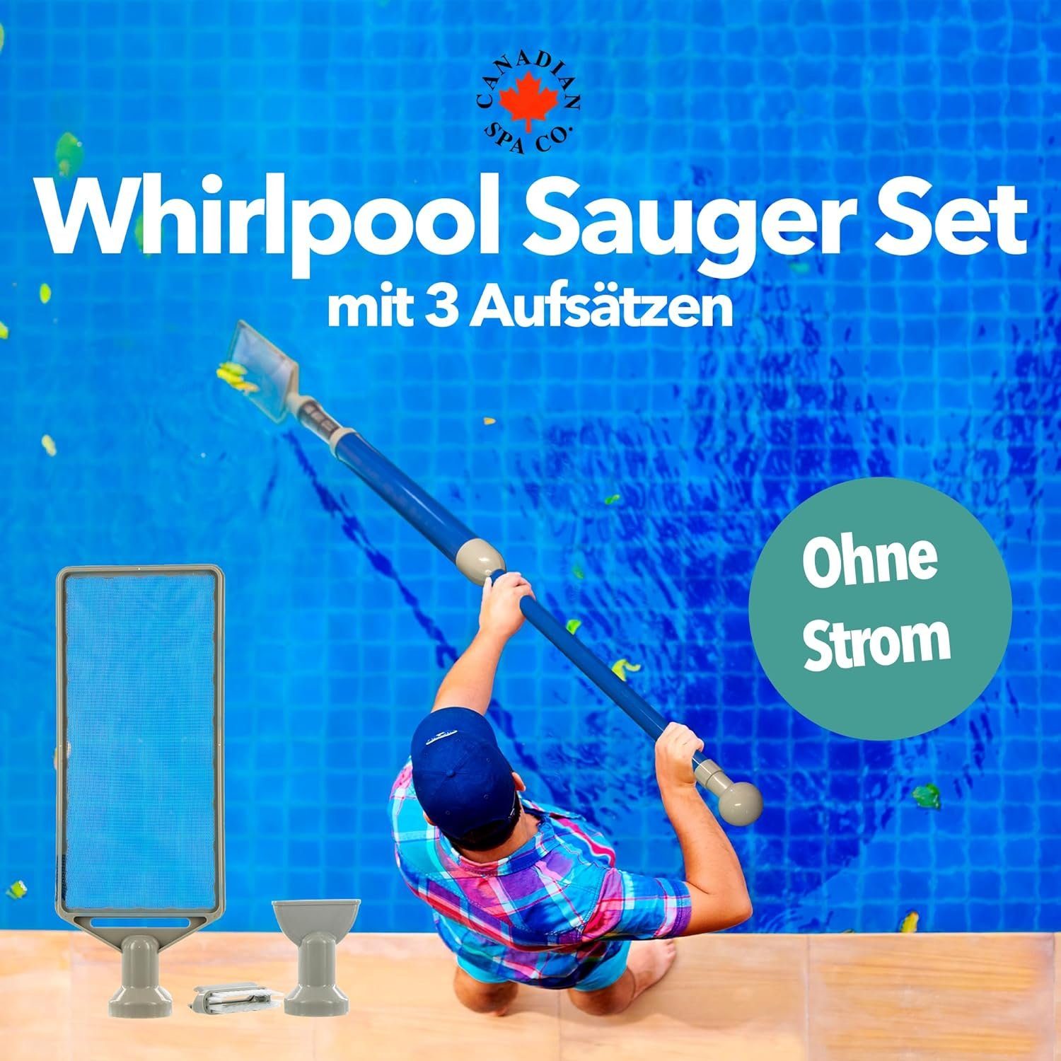 Thumbnail - Canadian Spa GmbH Poolbodensauger Whirlpool Sauger Set, (1-St), 3 Aufsätzen, Poolsauger batterielos und ohne Strom, leic...