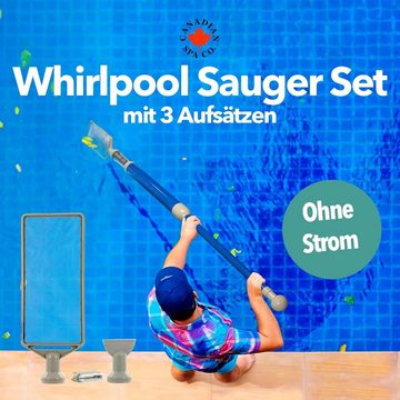 Canadian Spa GmbH Poolbodensauger Whirlpool Sauger Set, (1-St), 3 Aufsätzen, Poolsauger batterielos und ohne Strom, leicht und tragbar