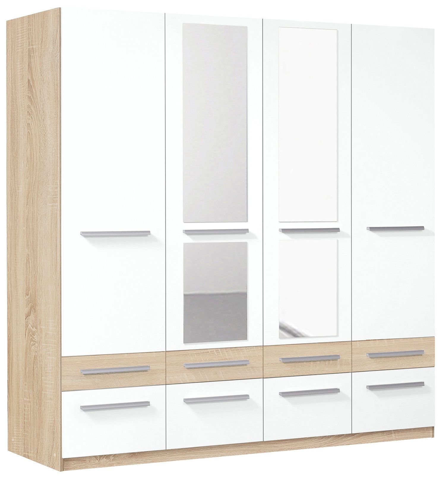 Kleiderschrank BARCELONA in struktureichefarben hell / weiß 185 cm breit ab 369,99€