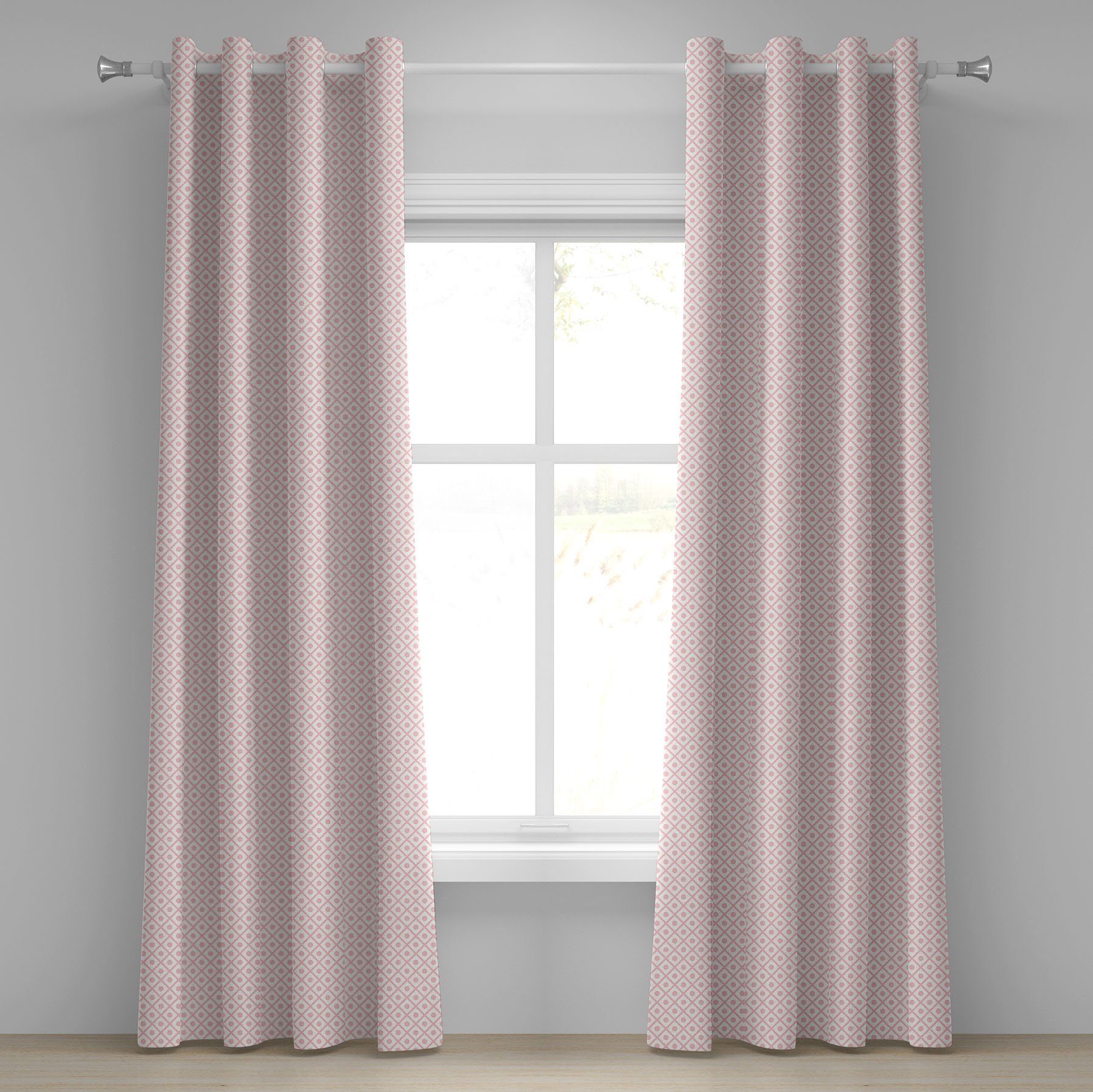 Gardine Dekorative 2-Panel-Fenstervorhänge für Schlafzimmer Wohnzimmer, Abakuhaus, Geometrisch Squares Tupfen